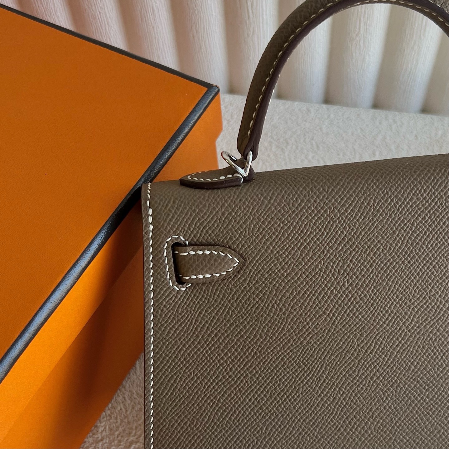 臺灣愛馬仕凱莉包包圖片 Hermes Kelly Mini Sellier Epsom Etoupe大象灰 銀色五金