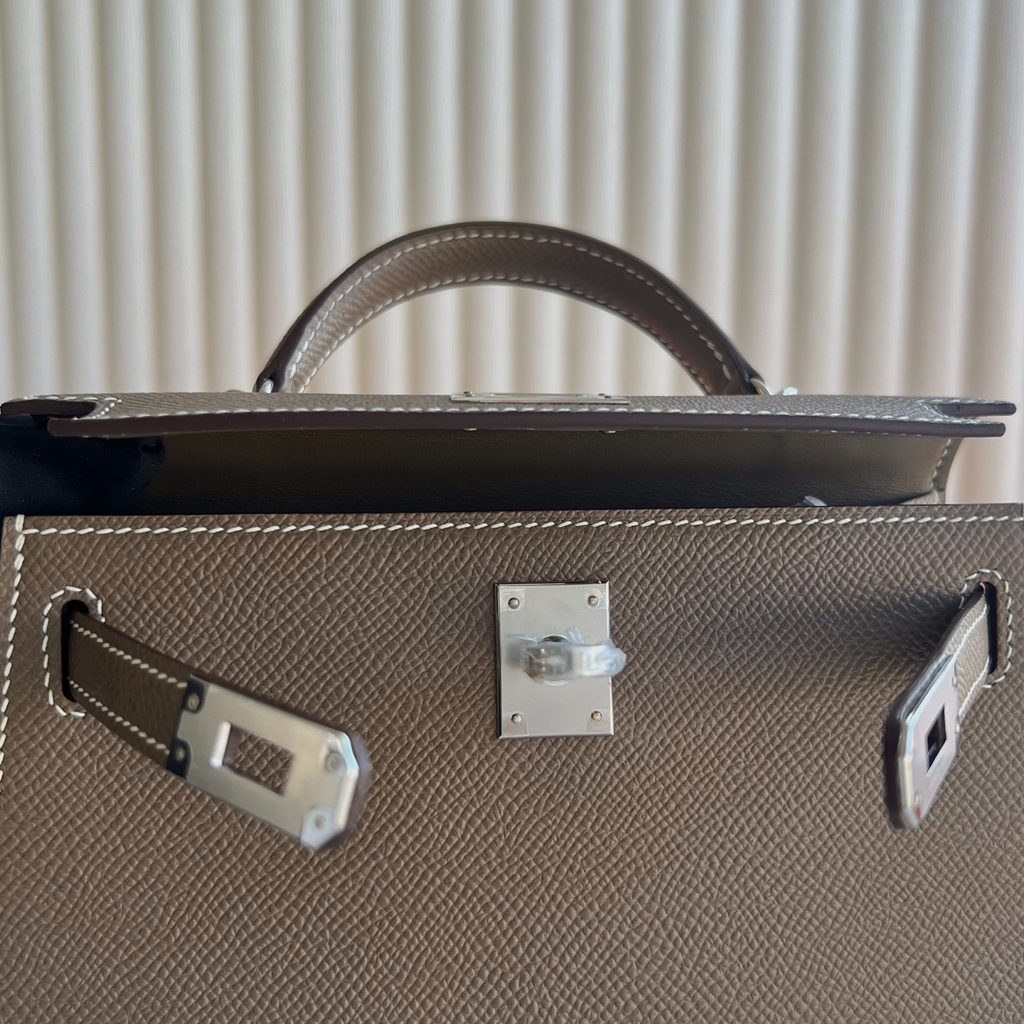 臺灣愛馬仕凱莉包包圖片 Hermes Kelly Mini Sellier Epsom Etoupe大象灰 銀色五金