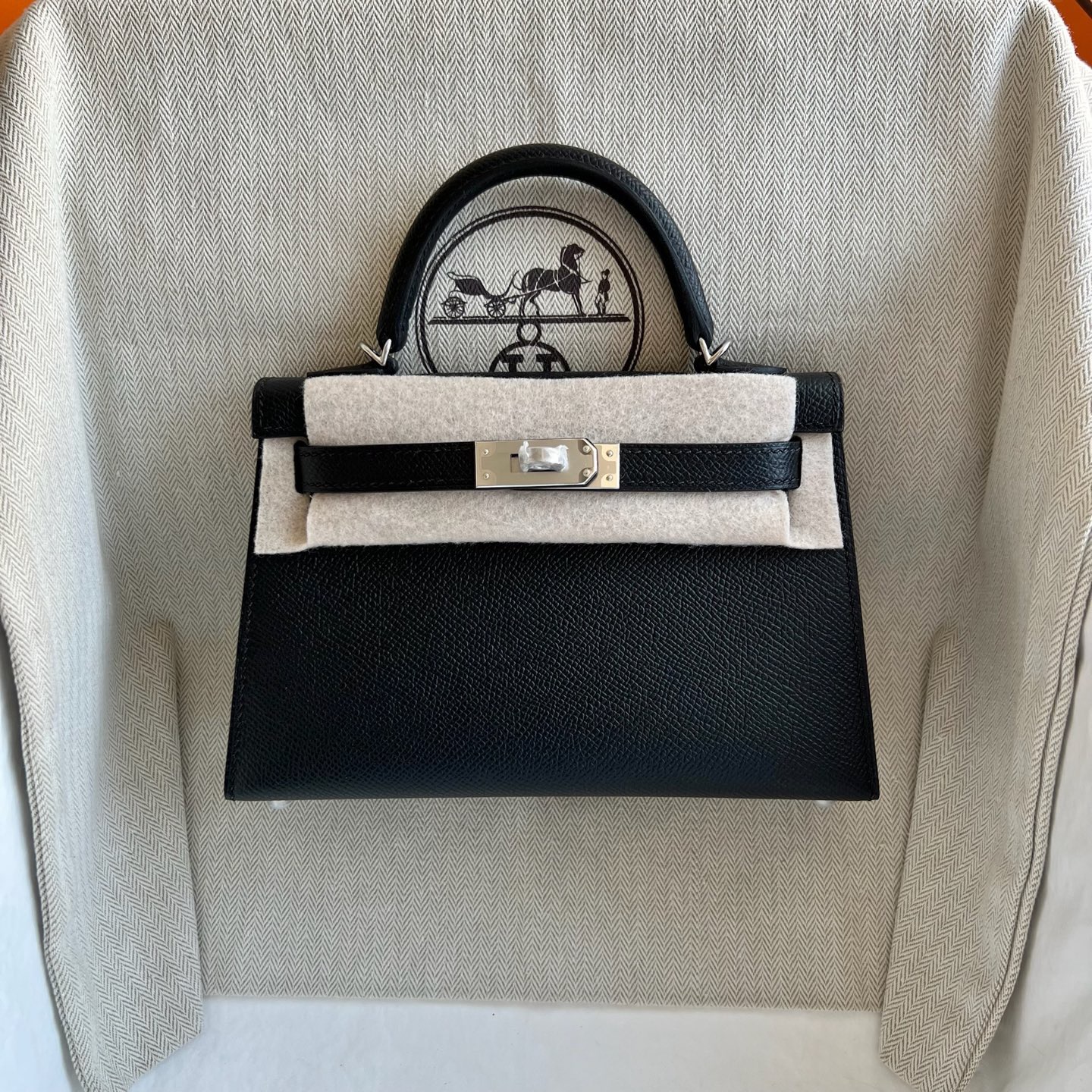 愛馬仕迷你凱莉多少錢一個 Hermes Kelly Mini Sellier Epsom 黑色 銀色五金