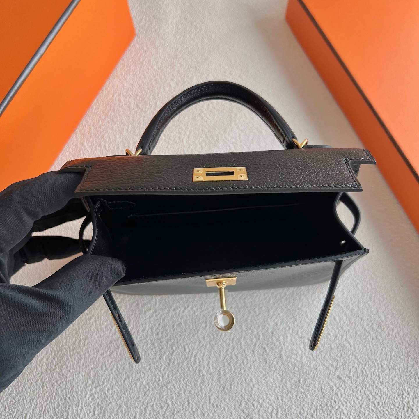 愛馬仕二代凱莉mini尺寸 Hermes Kelly mini Sellier Chever CK89 Noir黑色 金色五金