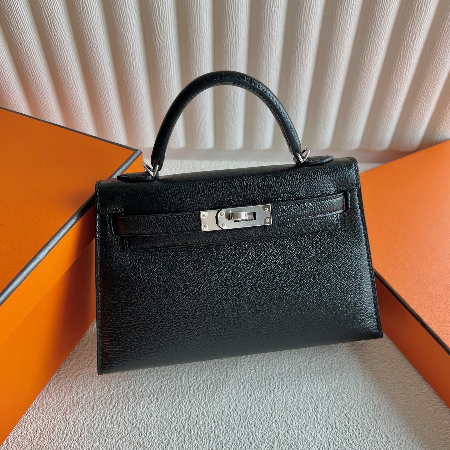 愛馬仕二代凱莉mini尺寸Hermes Kelly mini Sellier Chever CK89 Noir 黑色銀色五金