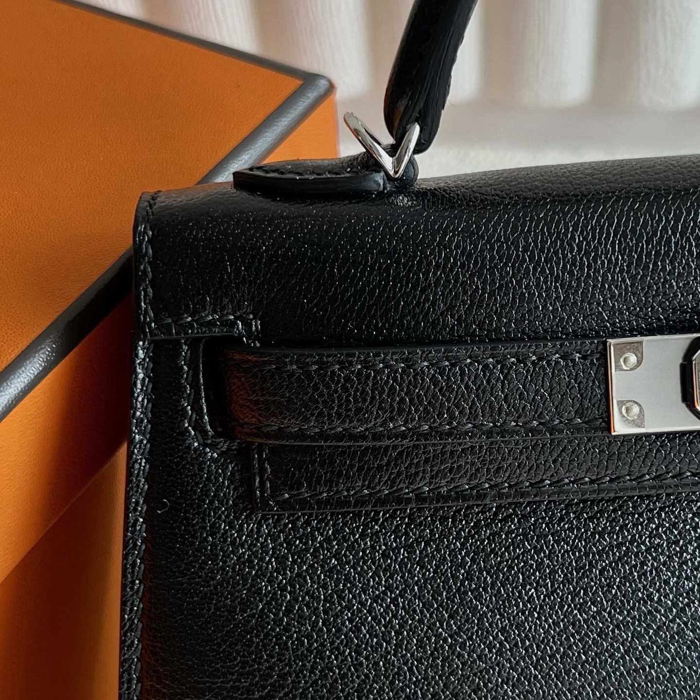 愛馬仕二代凱莉mini尺寸Hermes Kelly mini Sellier Chever CK89 Noir 黑色銀色五金