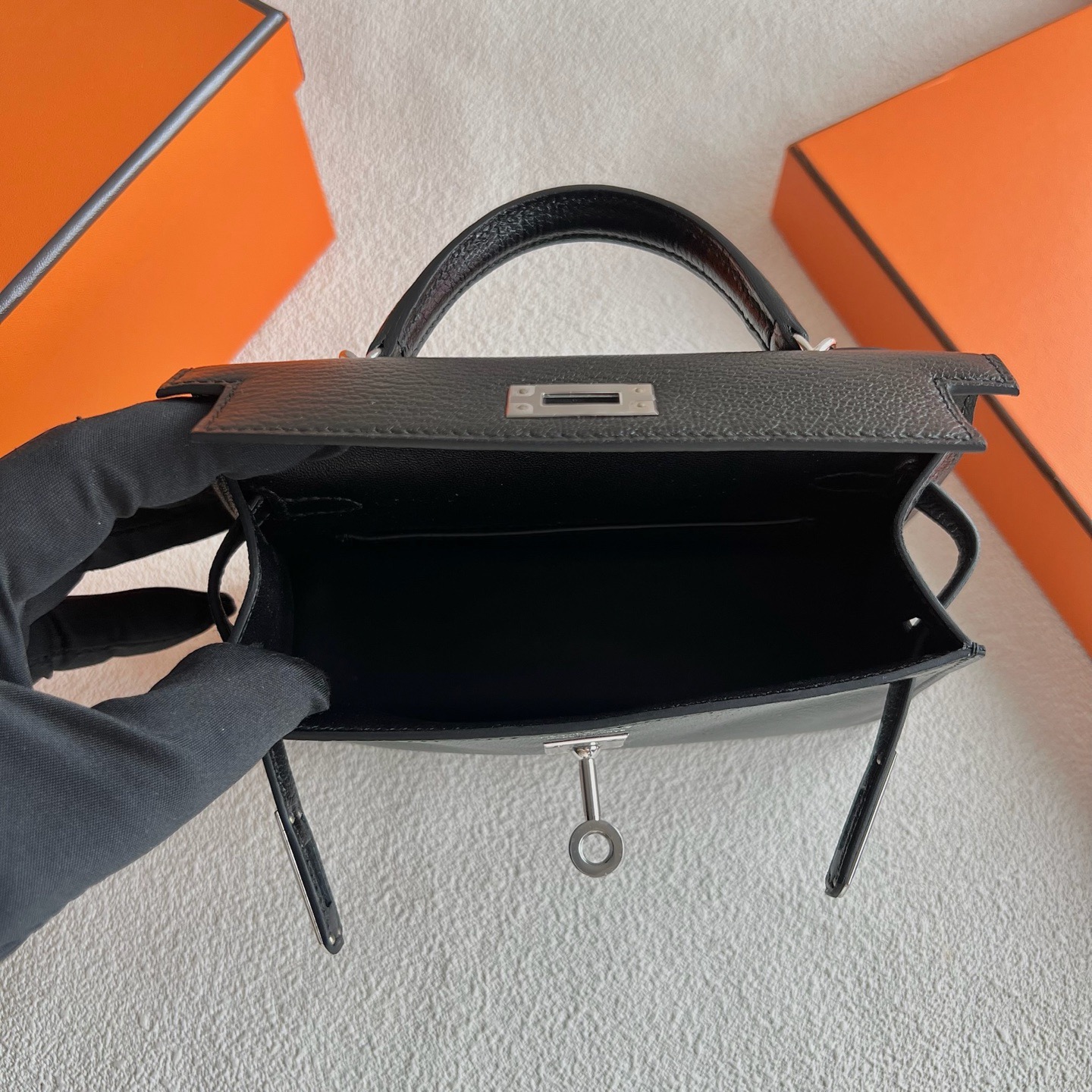 愛馬仕二代凱莉mini尺寸Hermes Kelly mini Sellier Chever CK89 Noir 黑色銀色五金