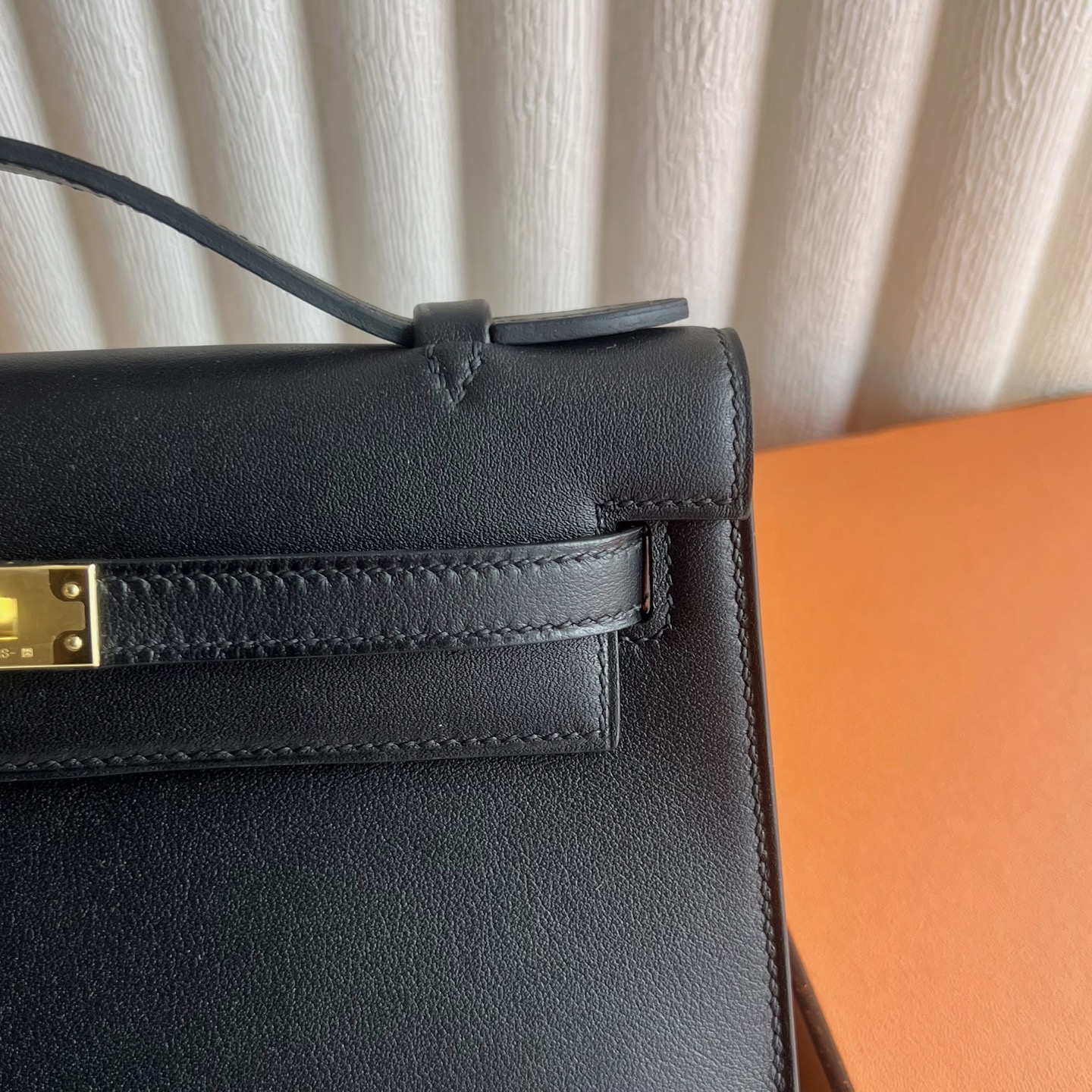 愛馬仕凱莉包一代 Hermes Mini Kelly Pochette Swift Noir黑色 金色五金