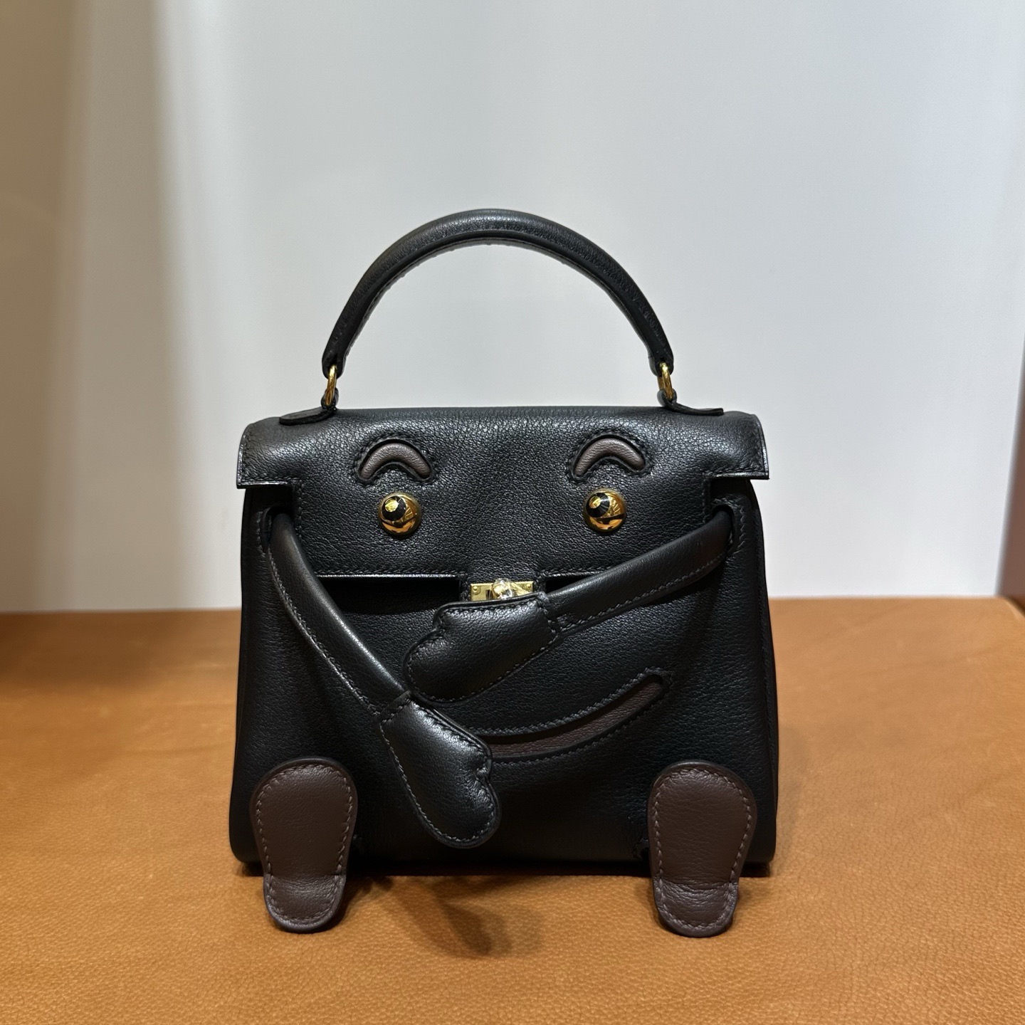 愛馬仕包包女士及圖片 Hermes Kelly Doll Swift 89黑色/4A Café咖啡色