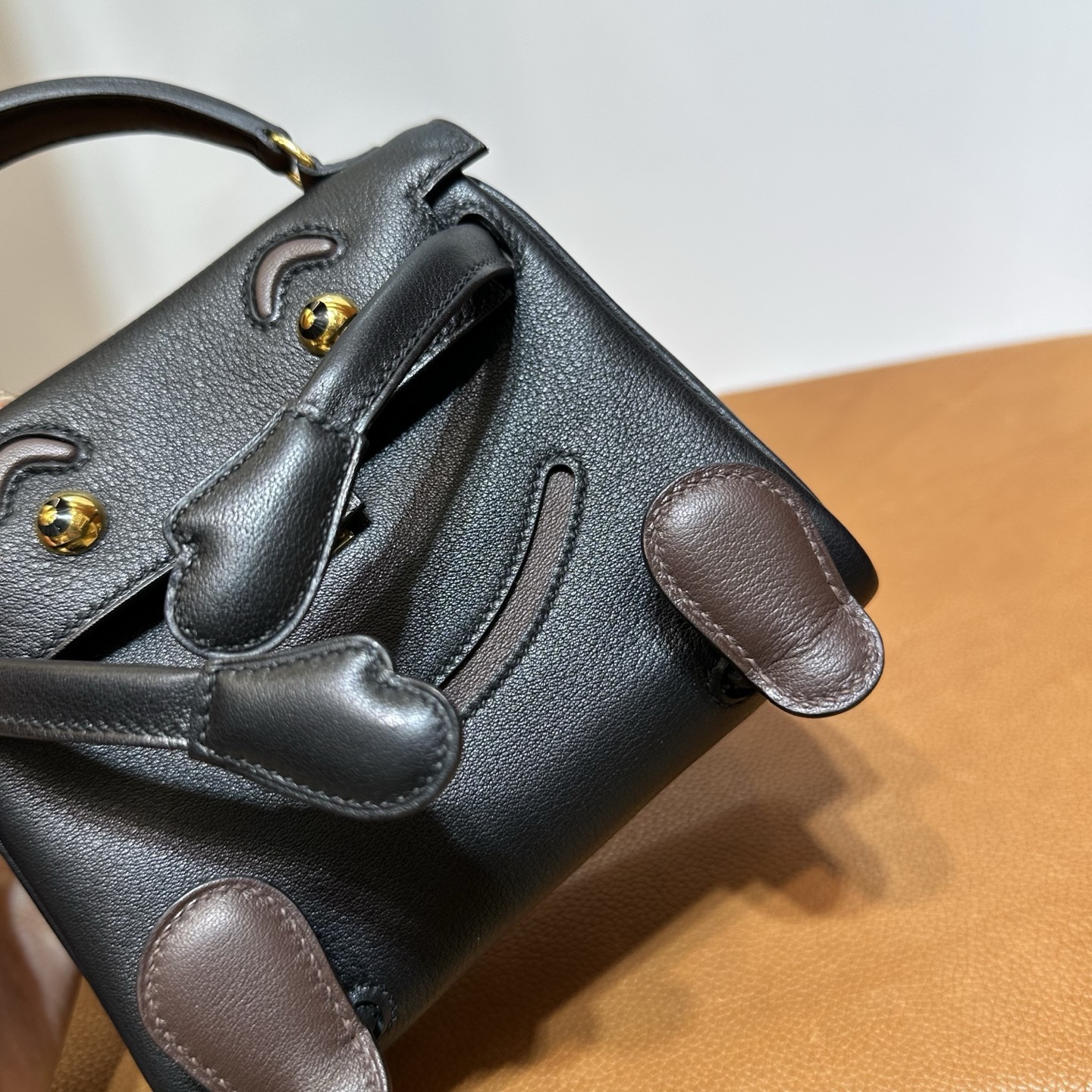 愛馬仕包包女士及圖片 Hermes Kelly Doll Swift 89黑色/4A Café咖啡色