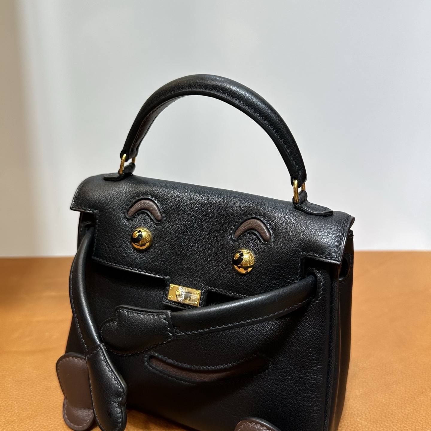 愛馬仕包包女士及圖片 Hermes Kelly Doll Swift 89黑色/4A Café咖啡色