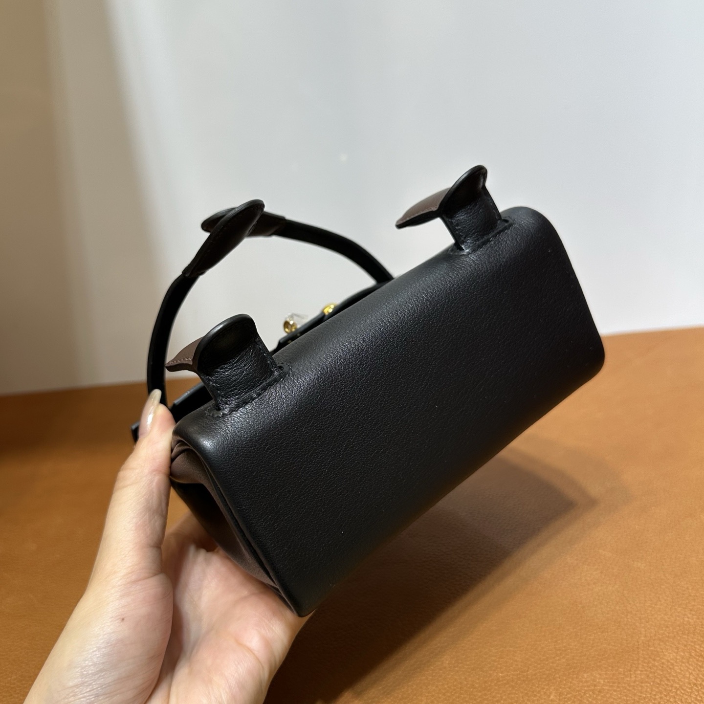 愛馬仕包包女士及圖片 Hermes Kelly Doll Swift 89黑色/4A Café咖啡色