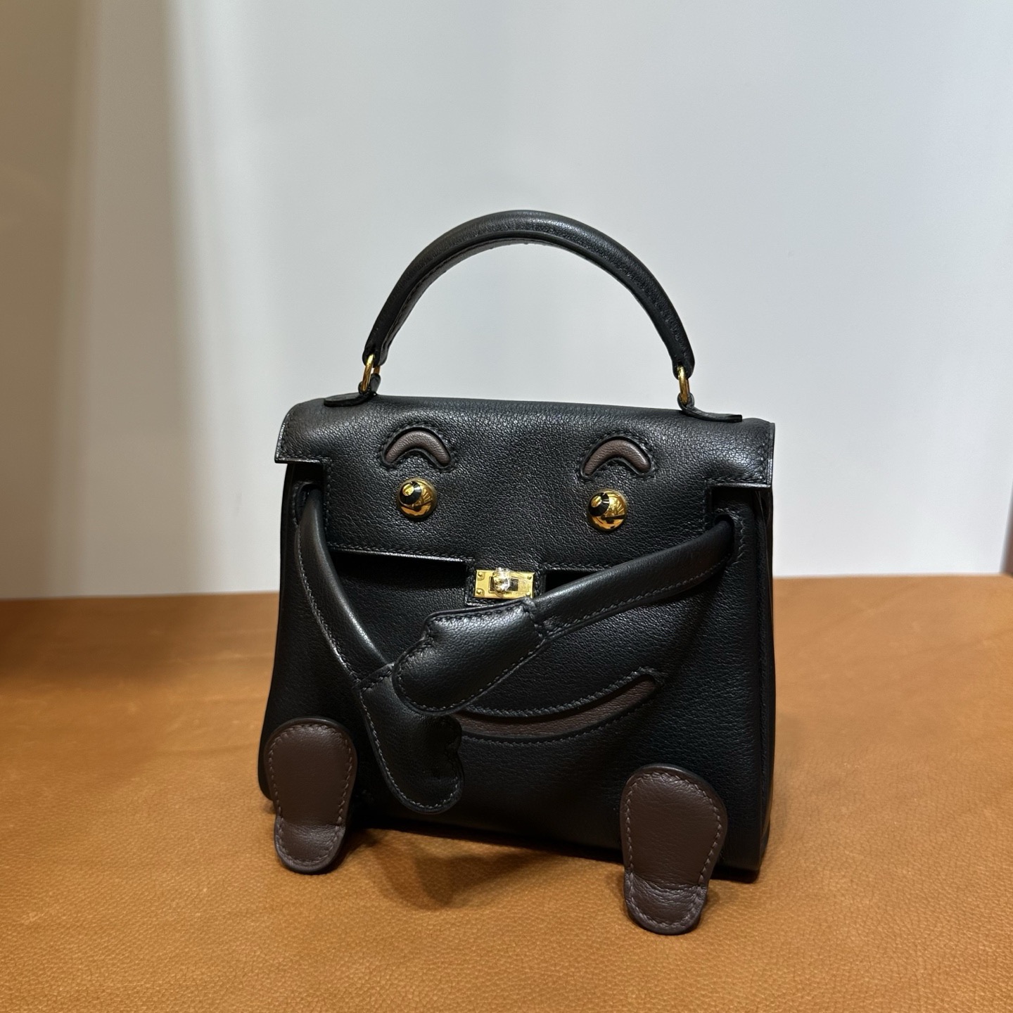 愛馬仕包包女士及圖片 Hermes Kelly Doll Swift 89黑色/4A Café咖啡色