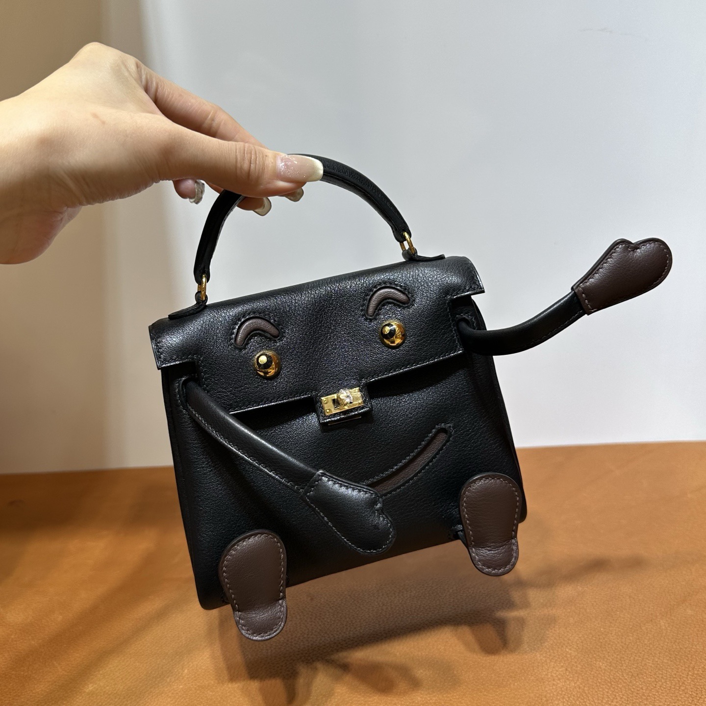 愛馬仕包包女士及圖片 Hermes Kelly Doll Swift 89黑色/4A Café咖啡色
