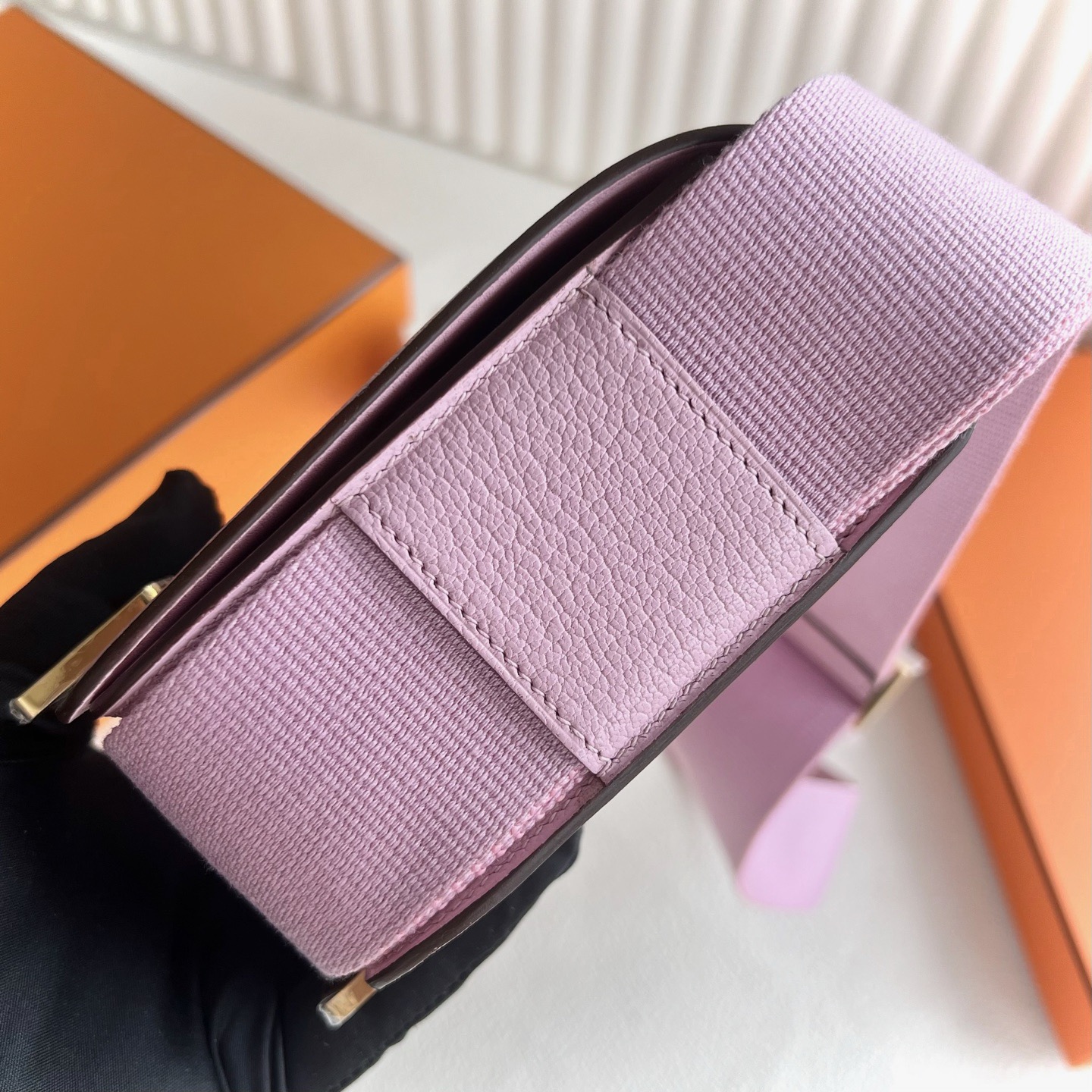 印尼愛馬仕木屐包價格 Hermes Geta 20 Chever Mauve Sylvestre 錦葵紫金色五金