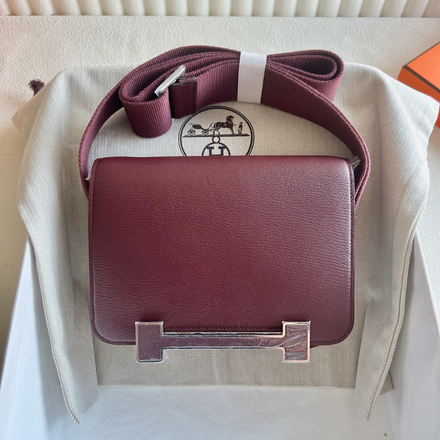 印尼愛馬仕木屐包價格多少錢 Hermes Geta Bag Chever Rouge H愛馬仕紅銀色五金