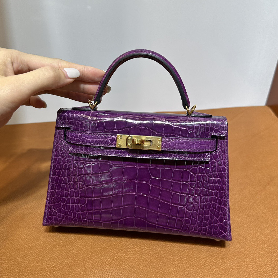 愛馬仕迷你凱莉2代價格Hermes Kelly Mini Sellier N5 Cassis黑加侖紫 金色五金