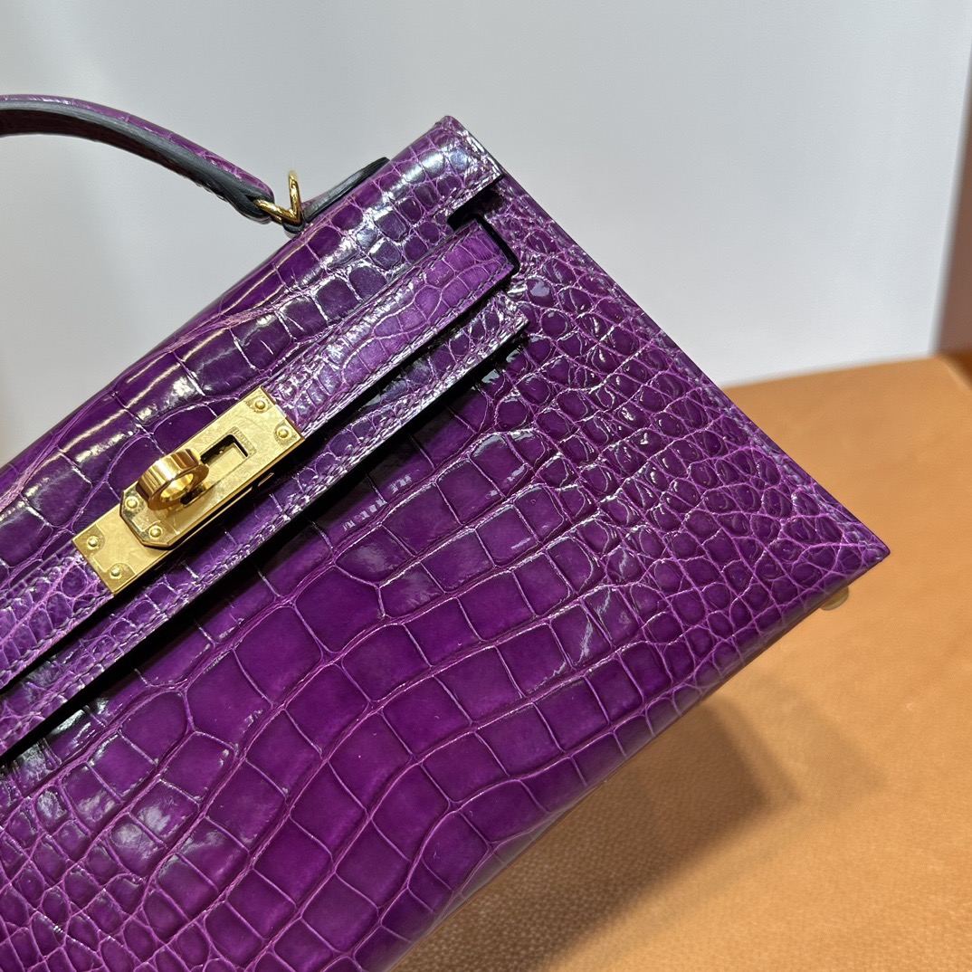 愛馬仕迷你凱莉2代價格Hermes Kelly Mini Sellier N5 Cassis黑加侖紫 金色五金