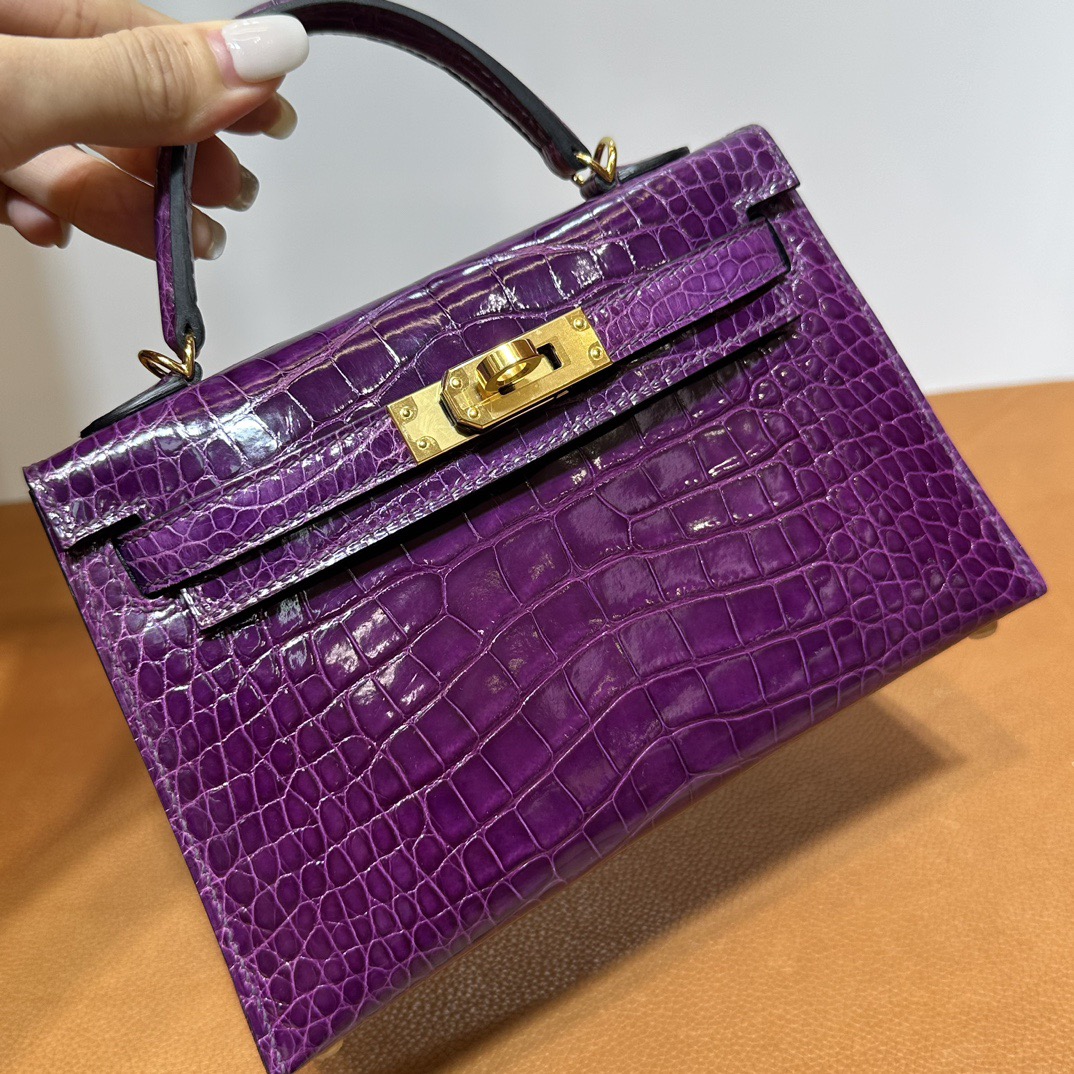 愛馬仕迷你凱莉2代價格Hermes Kelly Mini Sellier N5 Cassis黑加侖紫 金色五金