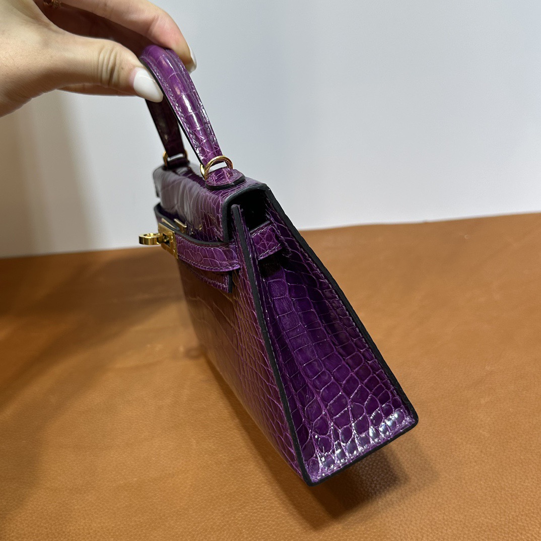 愛馬仕迷你凱莉2代價格Hermes Kelly Mini Sellier N5 Cassis黑加侖紫 金色五金