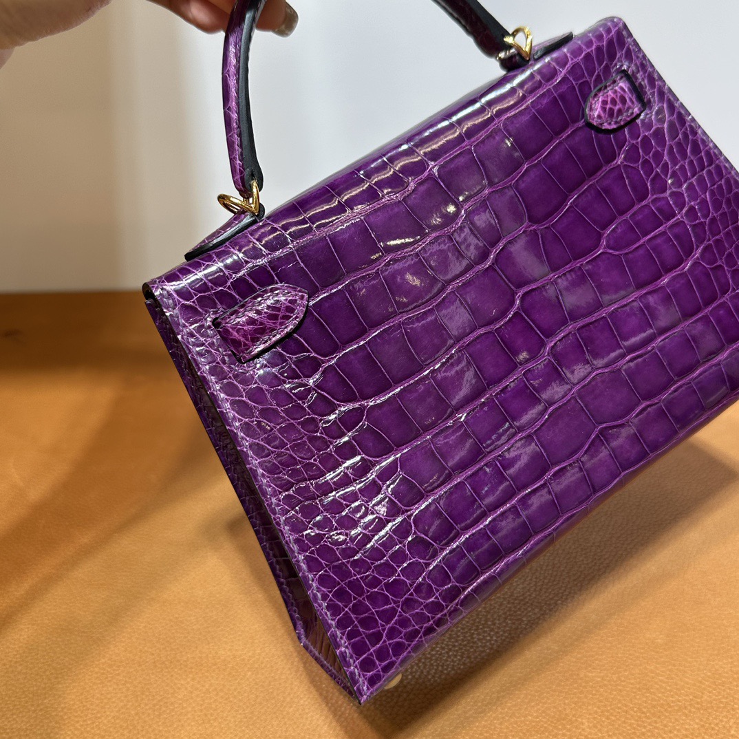 愛馬仕迷你凱莉2代價格Hermes Kelly Mini Sellier N5 Cassis黑加侖紫 金色五金
