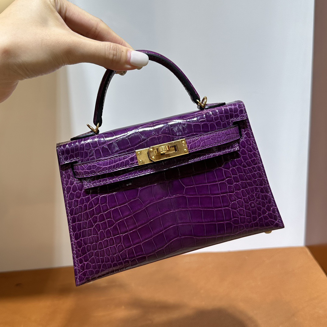 愛馬仕迷你凱莉2代價格Hermes Kelly Mini Sellier N5 Cassis黑加侖紫 金色五金