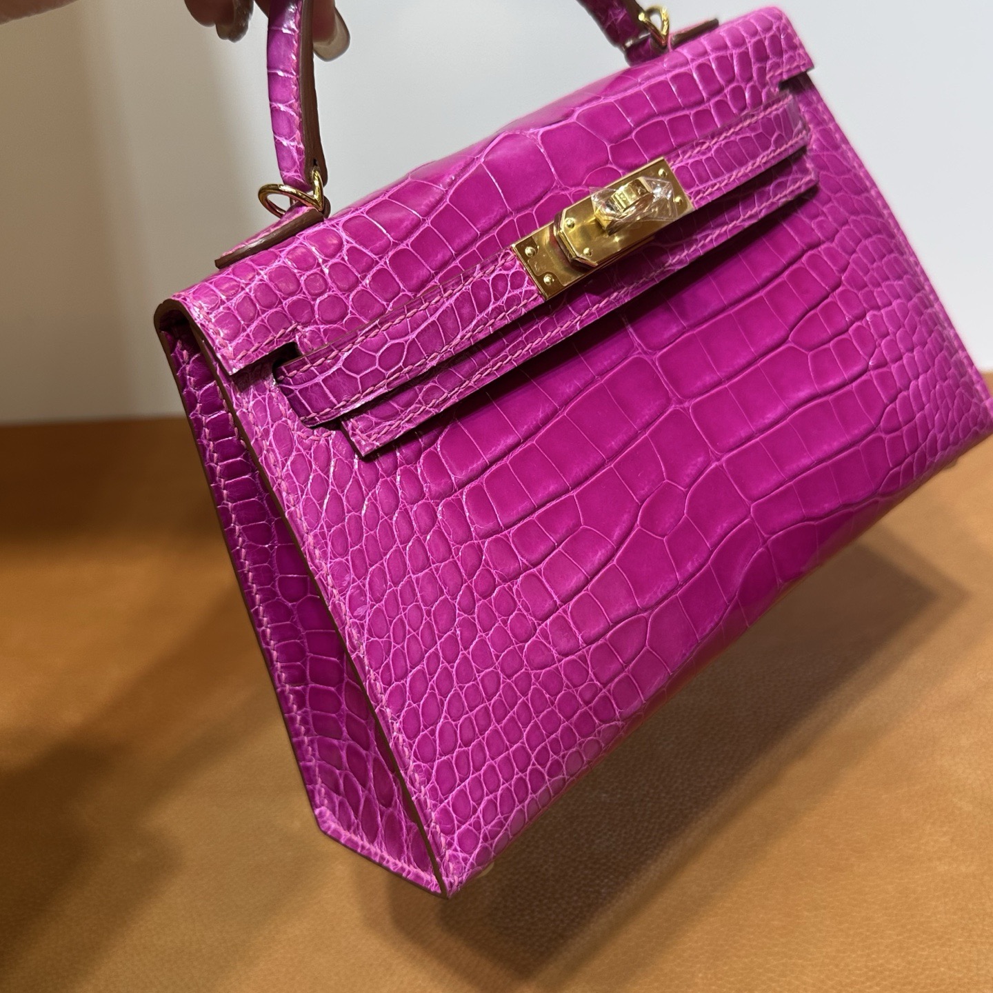 愛馬仕迷你凱莉二代刻印在什麼位置 Hermes Kelly Mini Sellier Rose Scheherazade天方夜譚紫亮面美洲鱷魚