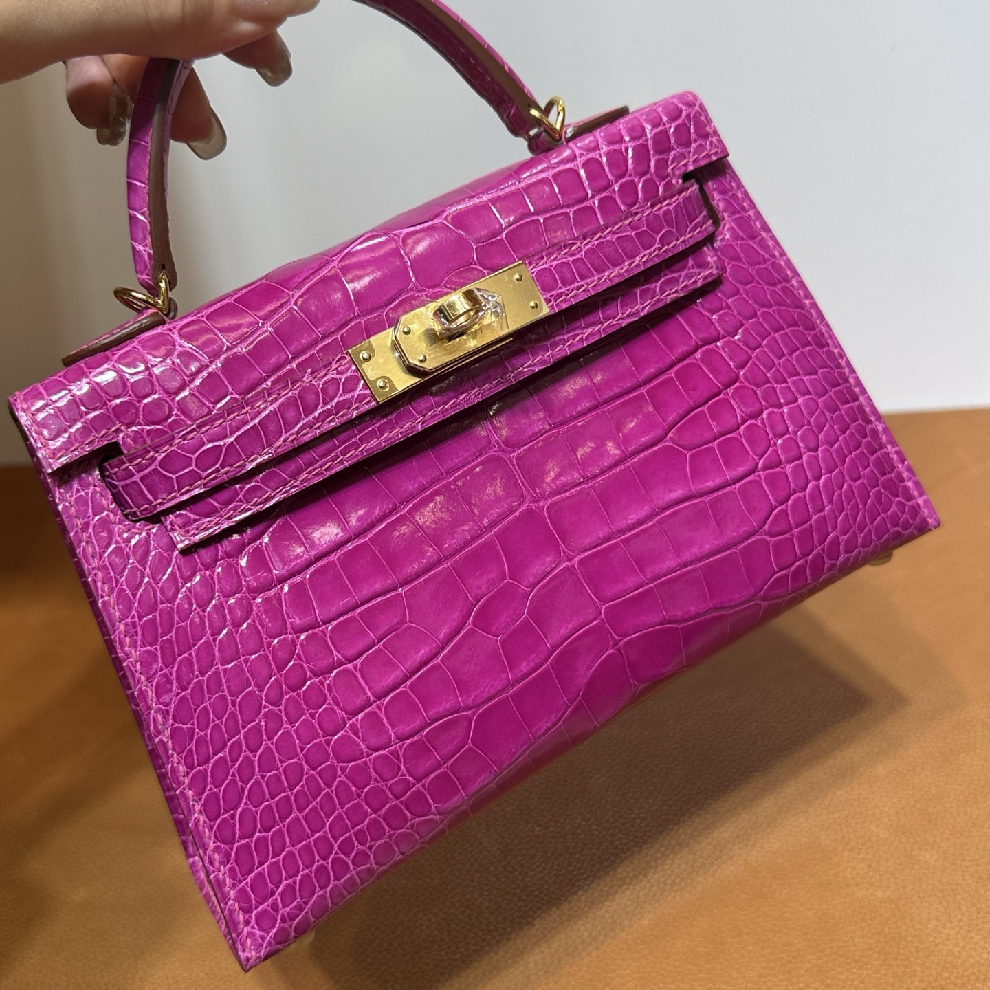 愛馬仕迷你凱莉二代刻印在什麼位置 Hermes Kelly Mini Sellier Rose Scheherazade天方夜譚紫亮面美洲鱷魚