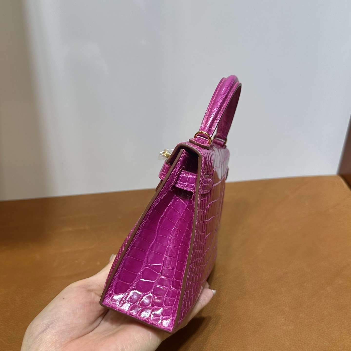 愛馬仕迷你凱莉二代刻印在什麼位置 Hermes Kelly Mini Sellier Rose Scheherazade天方夜譚紫亮面美洲鱷魚