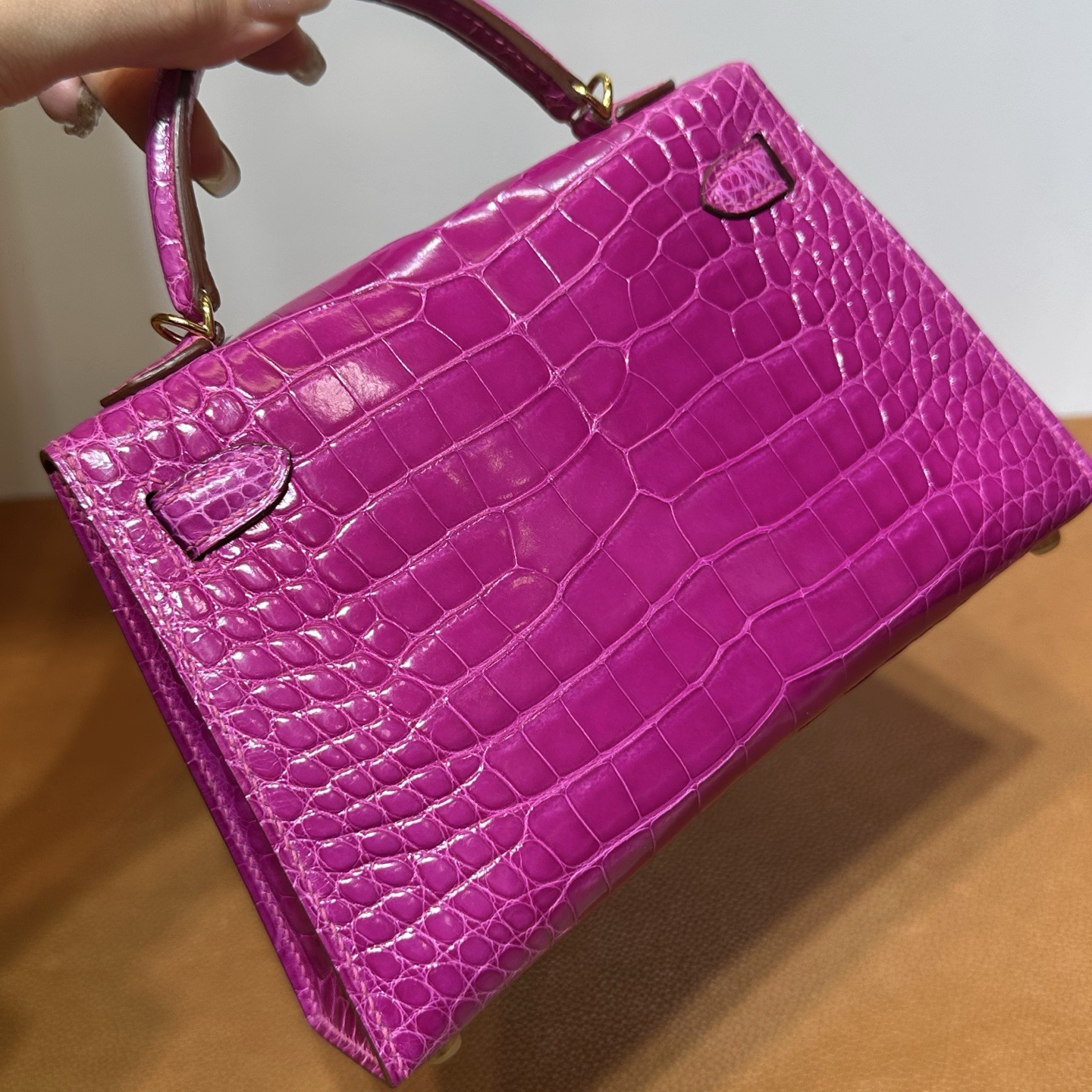 愛馬仕迷你凱莉二代刻印在什麼位置 Hermes Kelly Mini Sellier Rose Scheherazade天方夜譚紫亮面美洲鱷魚