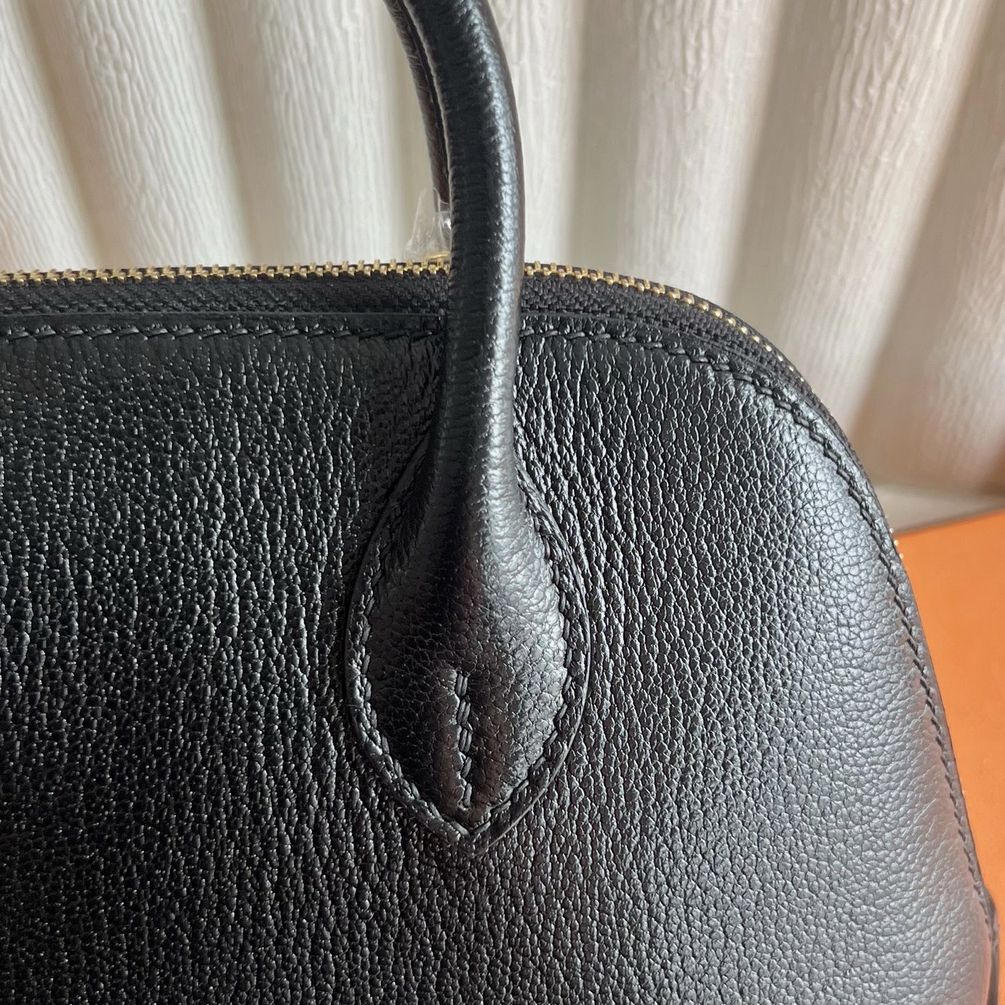 愛馬仕保齡球包mini刻印 Hermes Mini Bolide Chever Noir 黑色金色五金