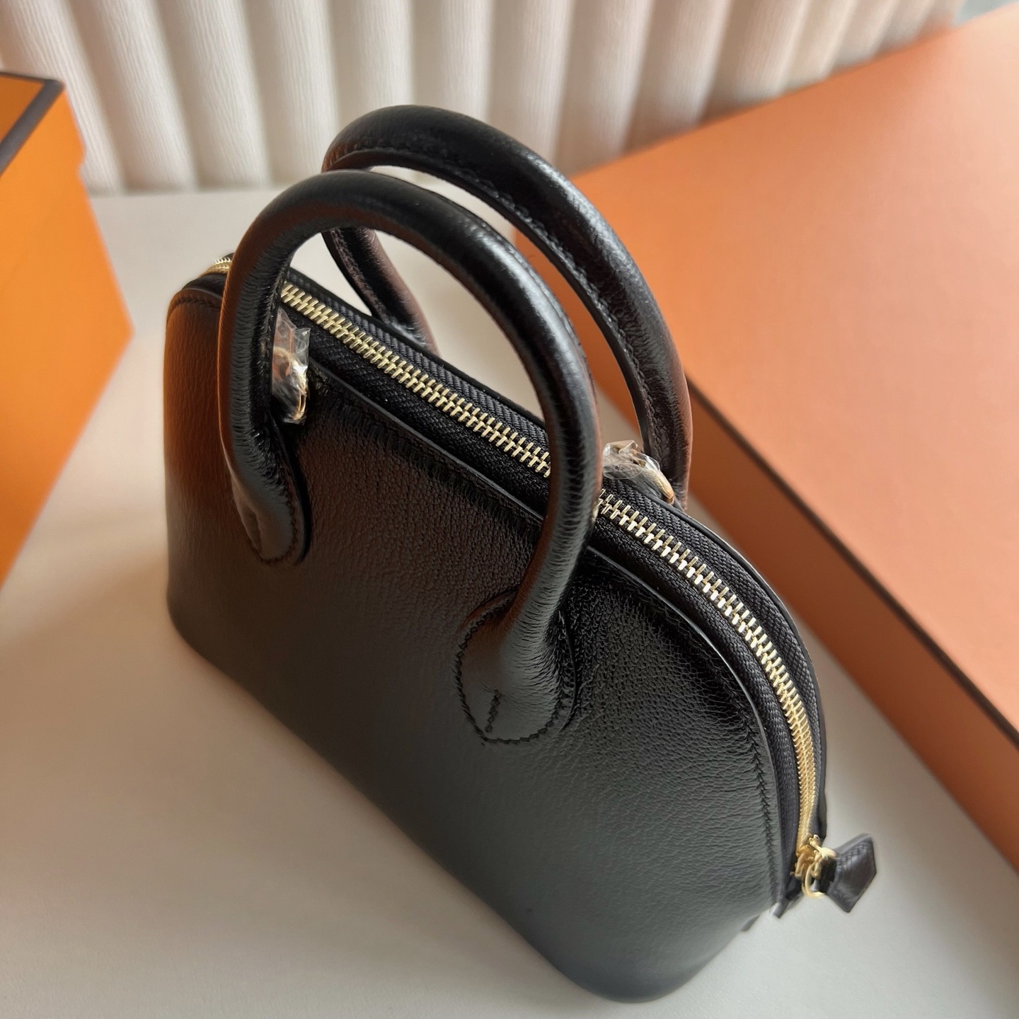 愛馬仕保齡球包mini刻印 Hermes Mini Bolide Chever Noir 黑色金色五金