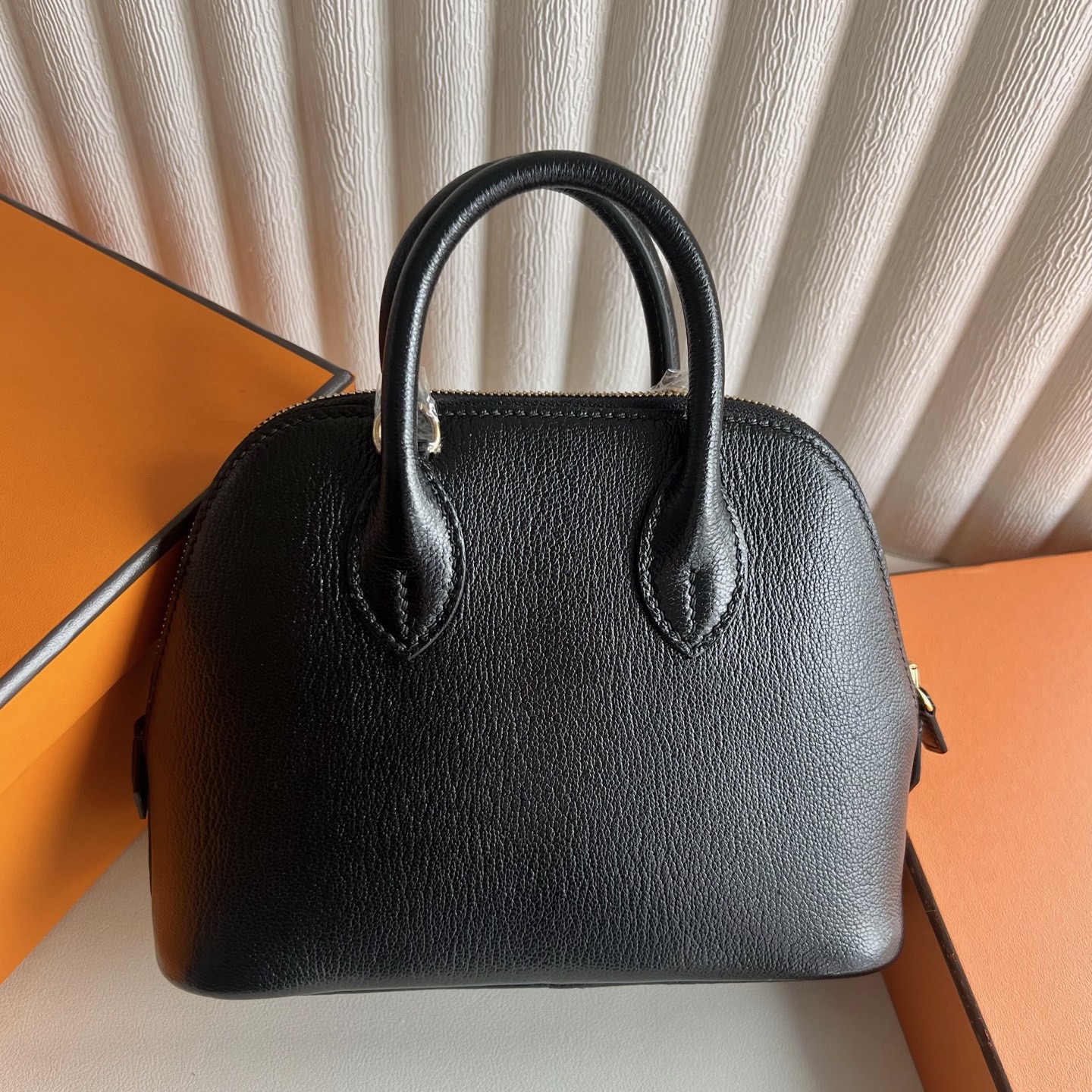 愛馬仕保齡球包mini刻印 Hermes Mini Bolide Chever Noir 黑色金色五金