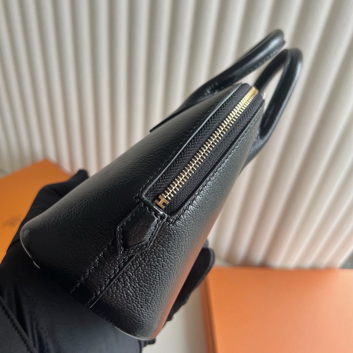 愛馬仕保齡球包mini刻印 Hermes Mini Bolide Chever Noir 黑色金色五金