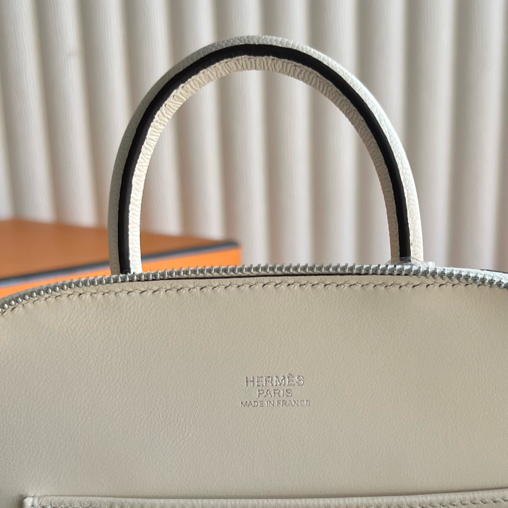 愛馬仕保齡球包mini尺寸Hermes Mini Bolide Chever Nata 奶油白 銀色五金