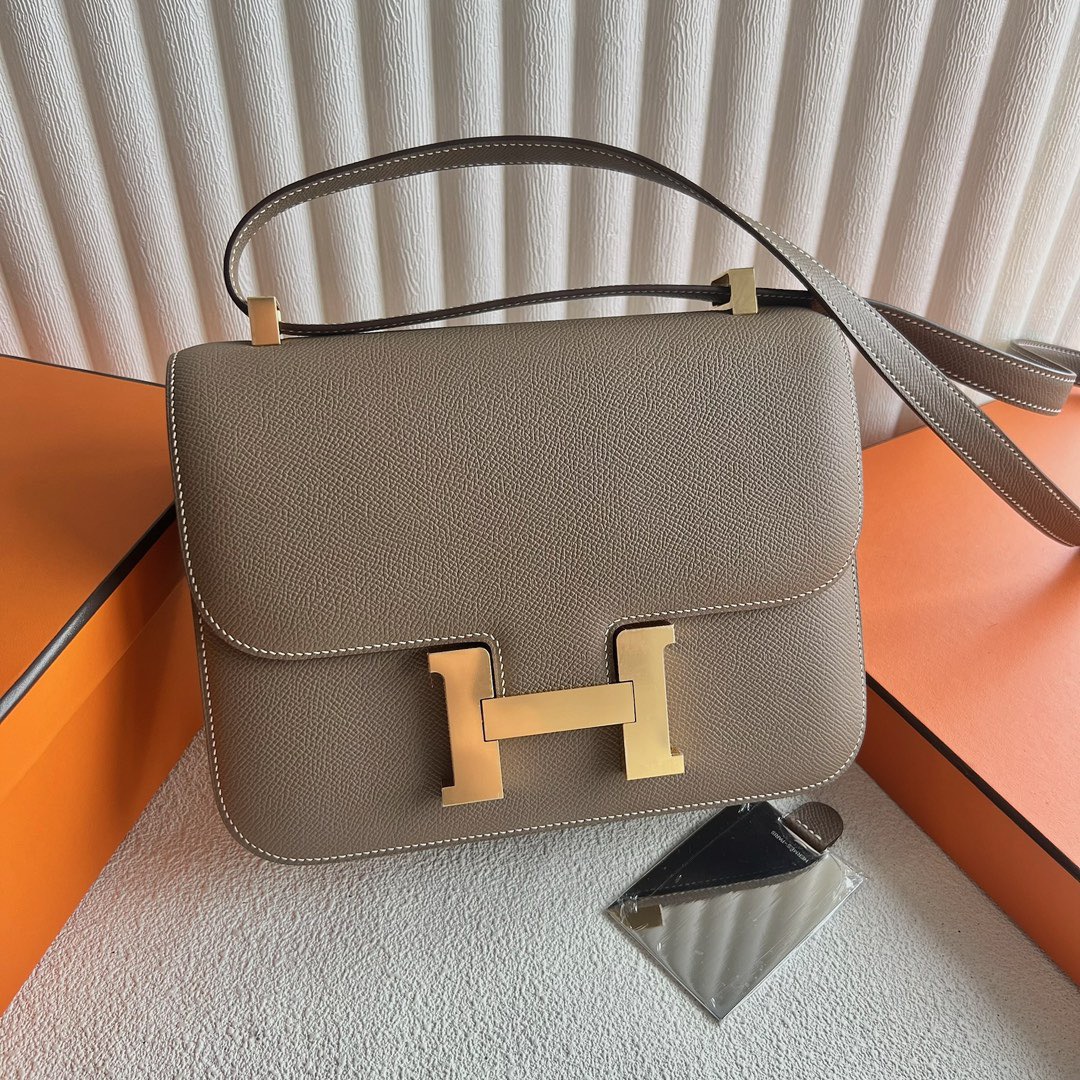 愛馬仕包包康康24尺寸 Hermes Constance 1-24 鏡子款 Etoupe大象灰 金色五金