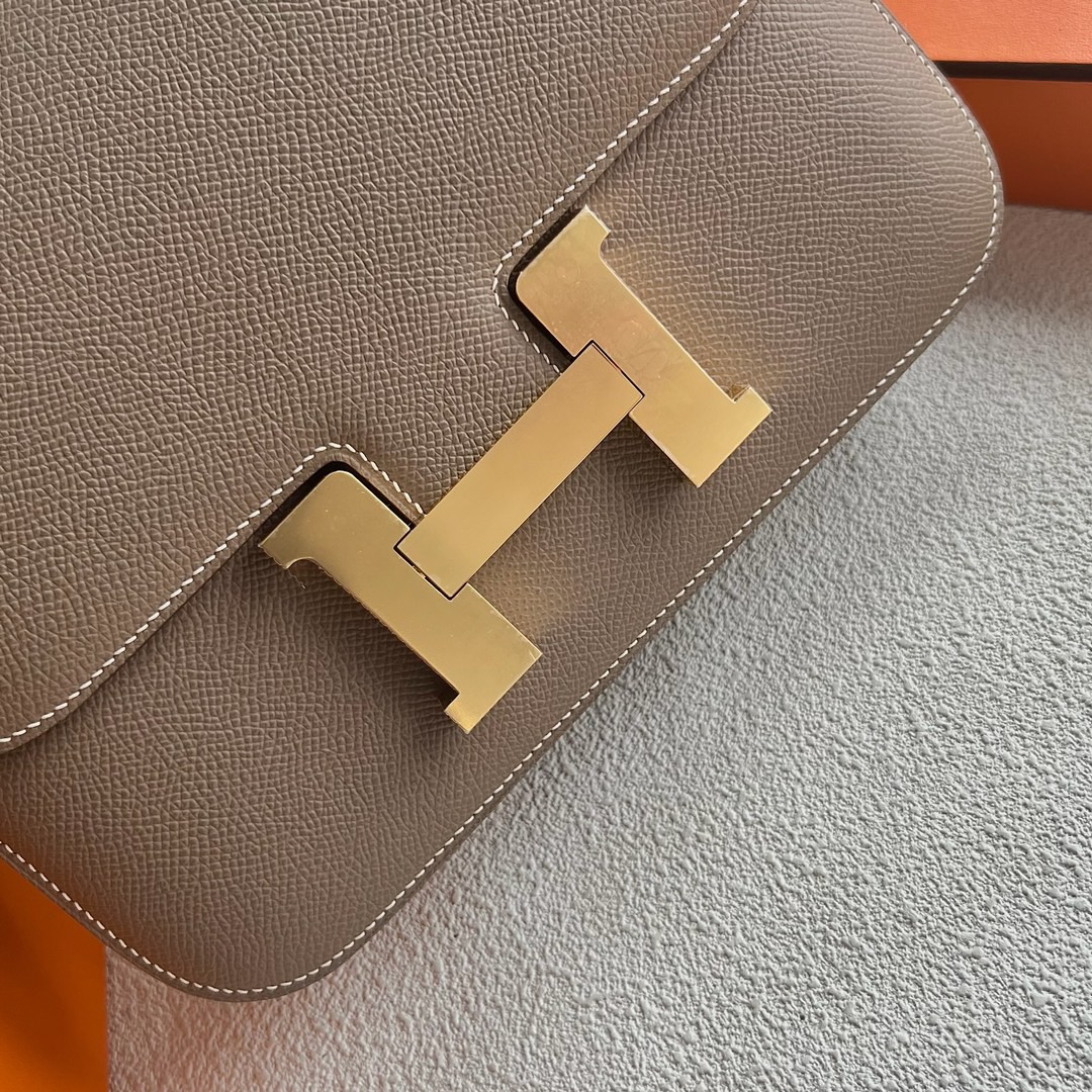愛馬仕包包康康24尺寸 Hermes Constance 1-24 鏡子款 Etoupe大象灰 金色五金