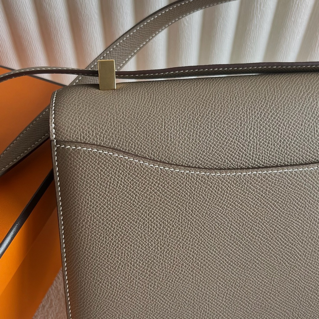愛馬仕包包康康24尺寸 Hermes Constance 1-24 鏡子款 Etoupe大象灰 金色五金