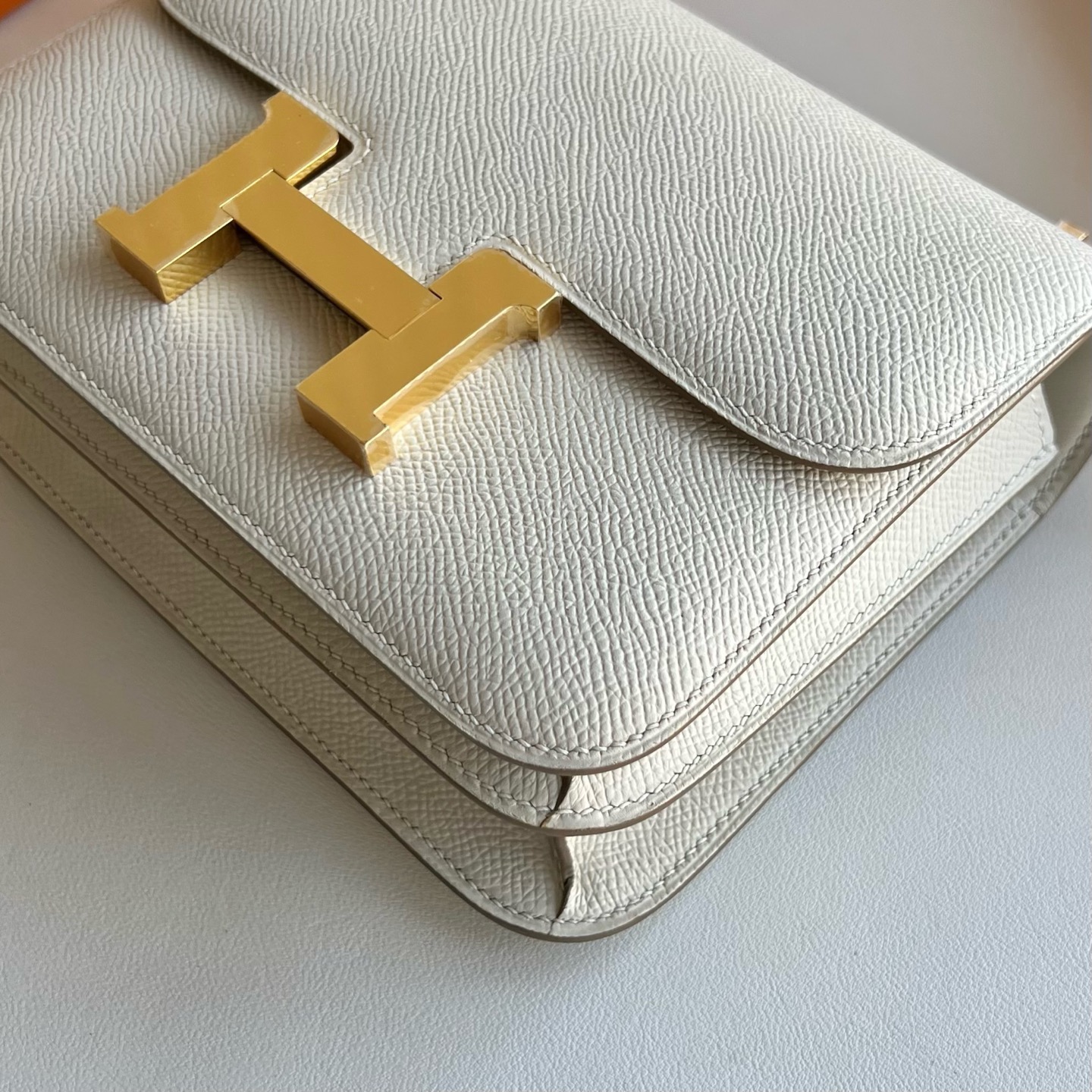 澳大利亞愛馬仕康康刻印年份 Hermes Constance 1-18 Epsom鏡子款 Craie 奶昔白金色五金