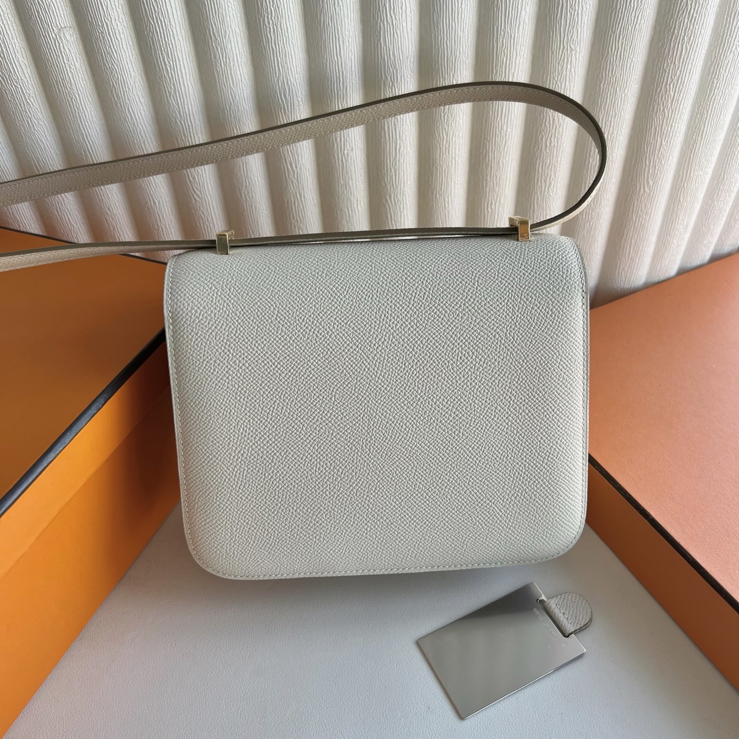澳大利亞愛馬仕康康刻印年份 Hermes Constance 1-18 Epsom鏡子款 Craie 奶昔白金色五金