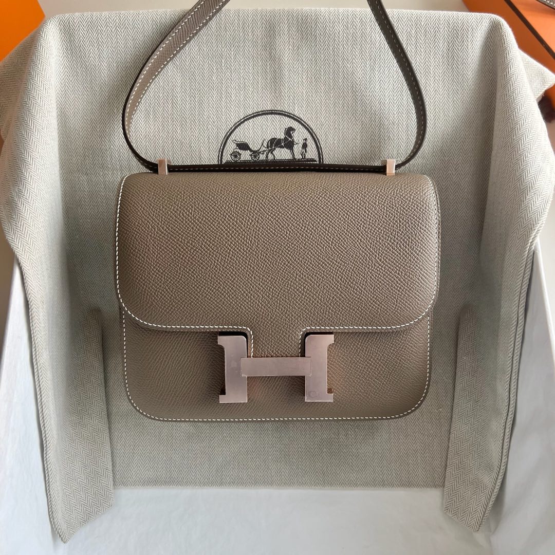 愛馬仕康斯坦斯尺寸一覽表 Hermes Constance 1-18 Epsom 鏡子款 Etoupe大象灰 玫瑰金色五金