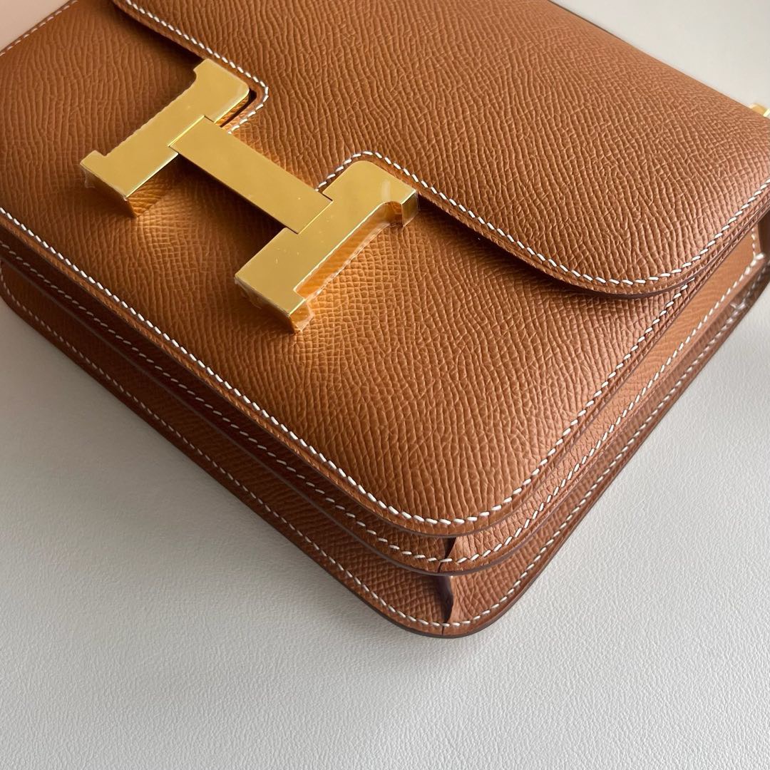 澳大利亞愛馬仕空姐包價格 Hermes Constance 1-18 Epsom鏡子Gold金棕色 金色五金