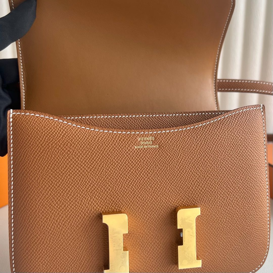 澳大利亞愛馬仕空姐包價格 Hermes Constance 1-18 Epsom鏡子Gold金棕色 金色五金