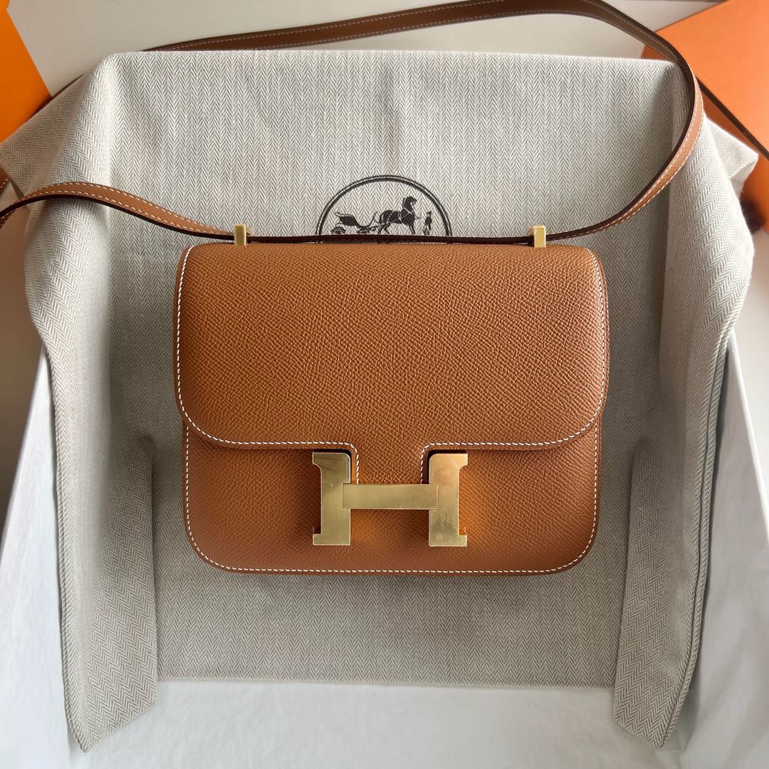澳大利亞愛馬仕空姐包價格 Hermes Constance 1-18 Epsom鏡子Gold金棕色 金色五金
