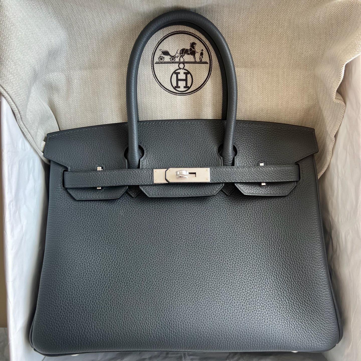 愛馬仕鉑金包30泰國價格多少 Hermes Birkin 30 Togo H0 Gris misty霧霾灰金色五金