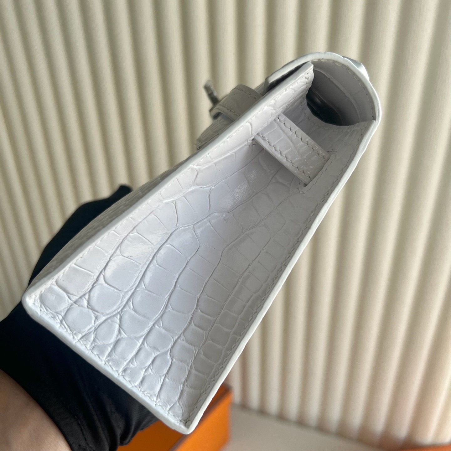 泰國愛馬仕凱莉迷你一代多少錢 Hermes Kelly Pochette 白色Alligator Matte Crocodile 銀色五金