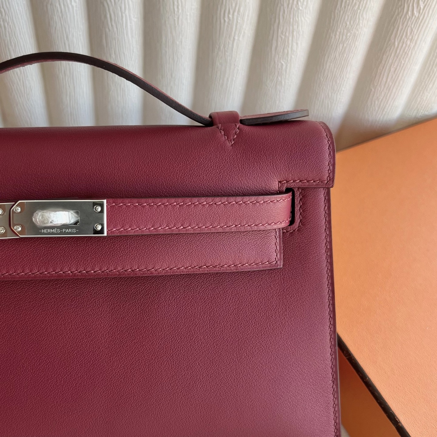 泰國愛馬仕一代mini凱莉價格 Hermes Kelly Pochette Swift K1 Rouge Grenat 石榴紅銀色五金
