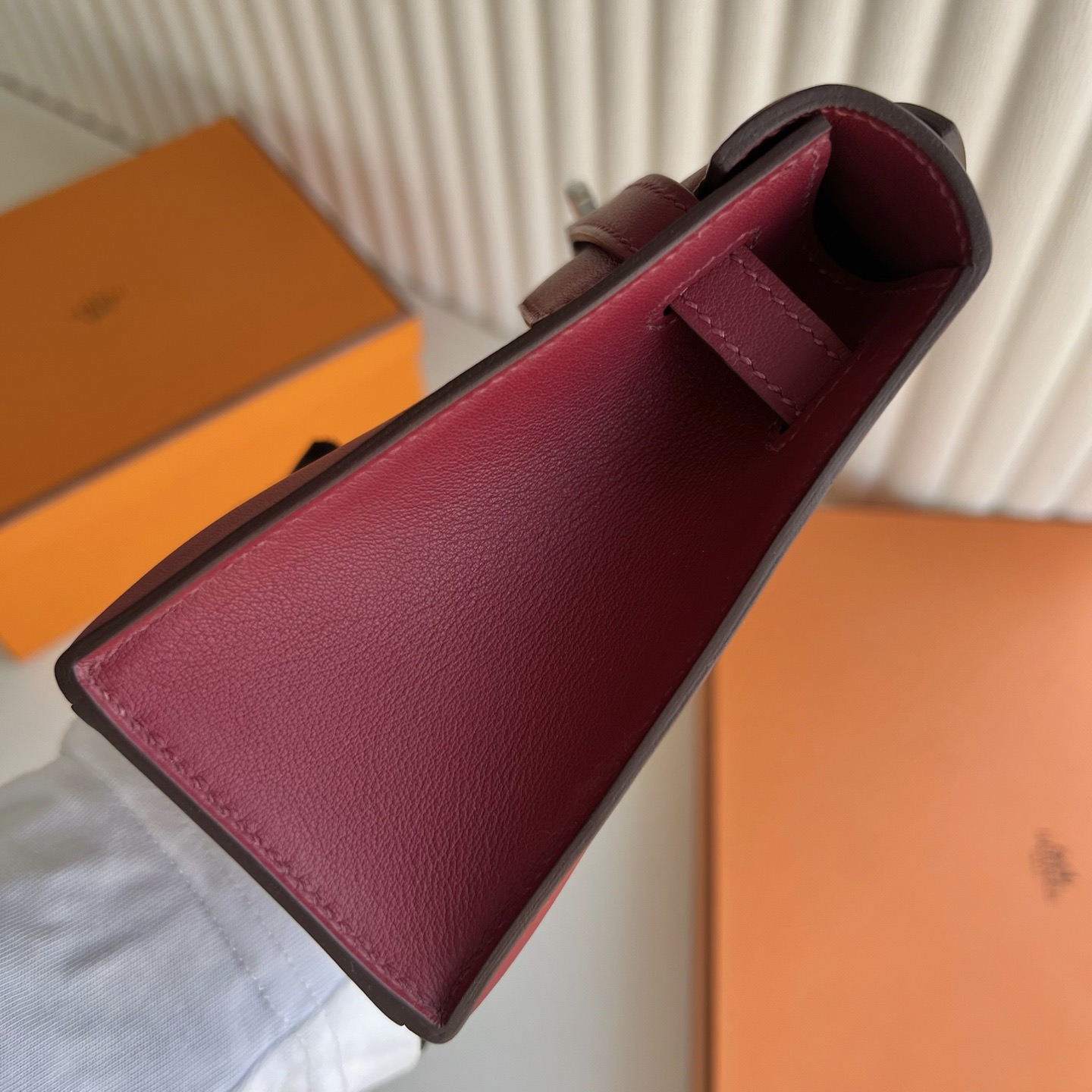 泰國愛馬仕一代mini凱莉價格 Hermes Kelly Pochette Swift K1 Rouge Grenat 石榴紅銀色五金
