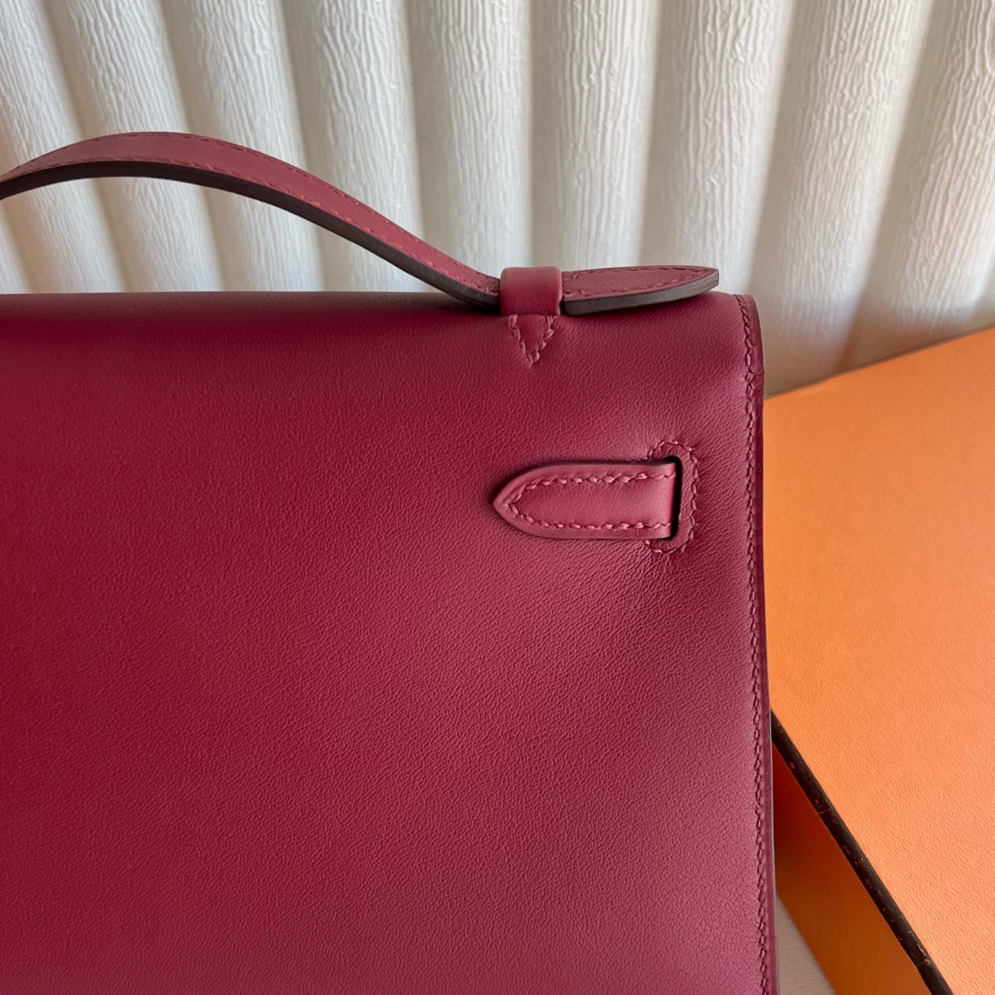 泰國愛馬仕一代mini凱莉價格 Hermes Kelly Pochette Swift K1 Rouge Grenat 石榴紅銀色五金