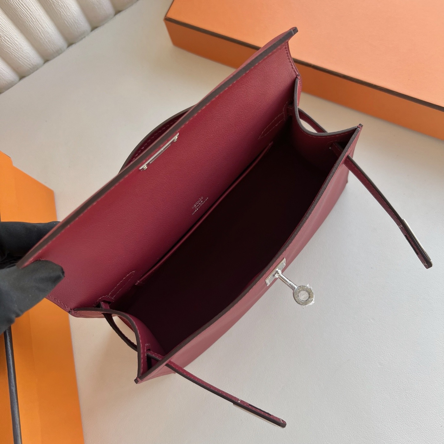泰國愛馬仕一代mini凱莉價格 Hermes Kelly Pochette Swift K1 Rouge Grenat 石榴紅銀色五金