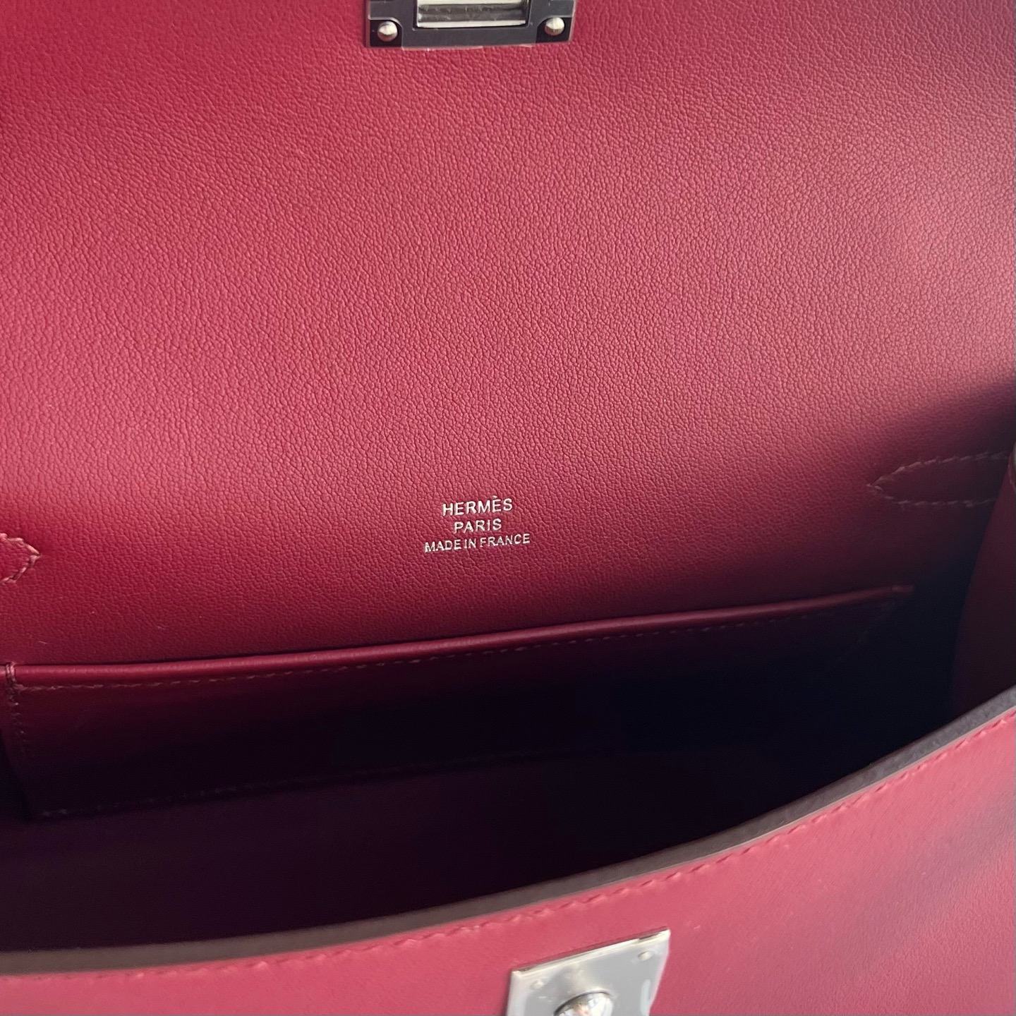 泰國愛馬仕一代mini凱莉價格 Hermes Kelly Pochette Swift K1 Rouge Grenat 石榴紅銀色五金