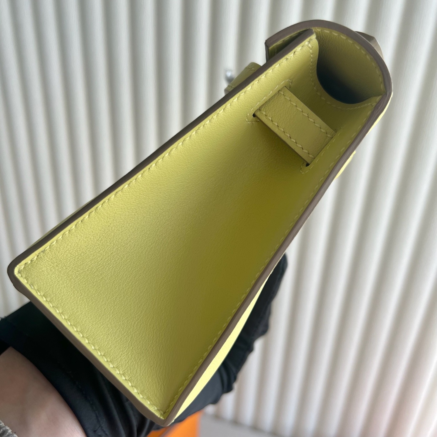 愛馬仕一代mini凱莉尺寸大小 Hermes Kelly Pochette Swift Jaune Poussin小雞黃銀色五金