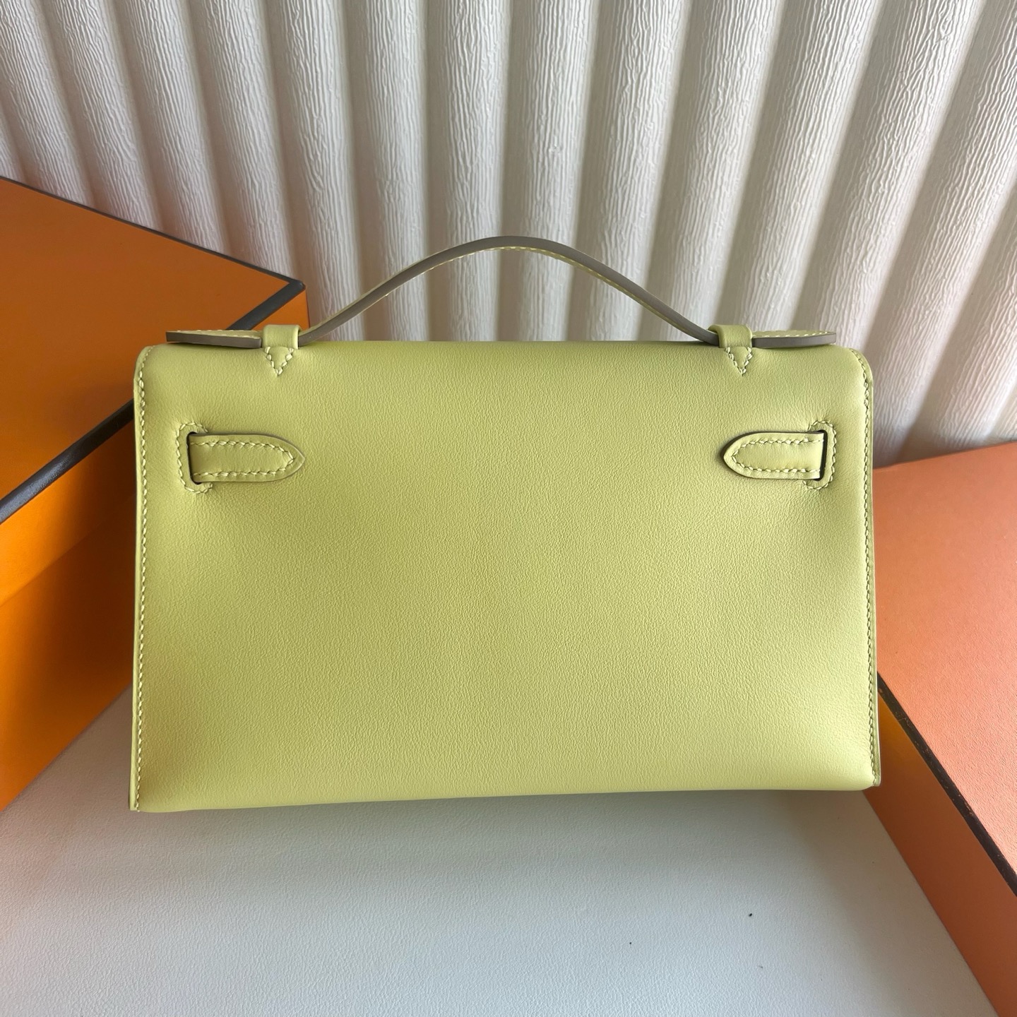 愛馬仕一代mini凱莉尺寸大小 Hermes Kelly Pochette Swift Jaune Poussin小雞黃銀色五金