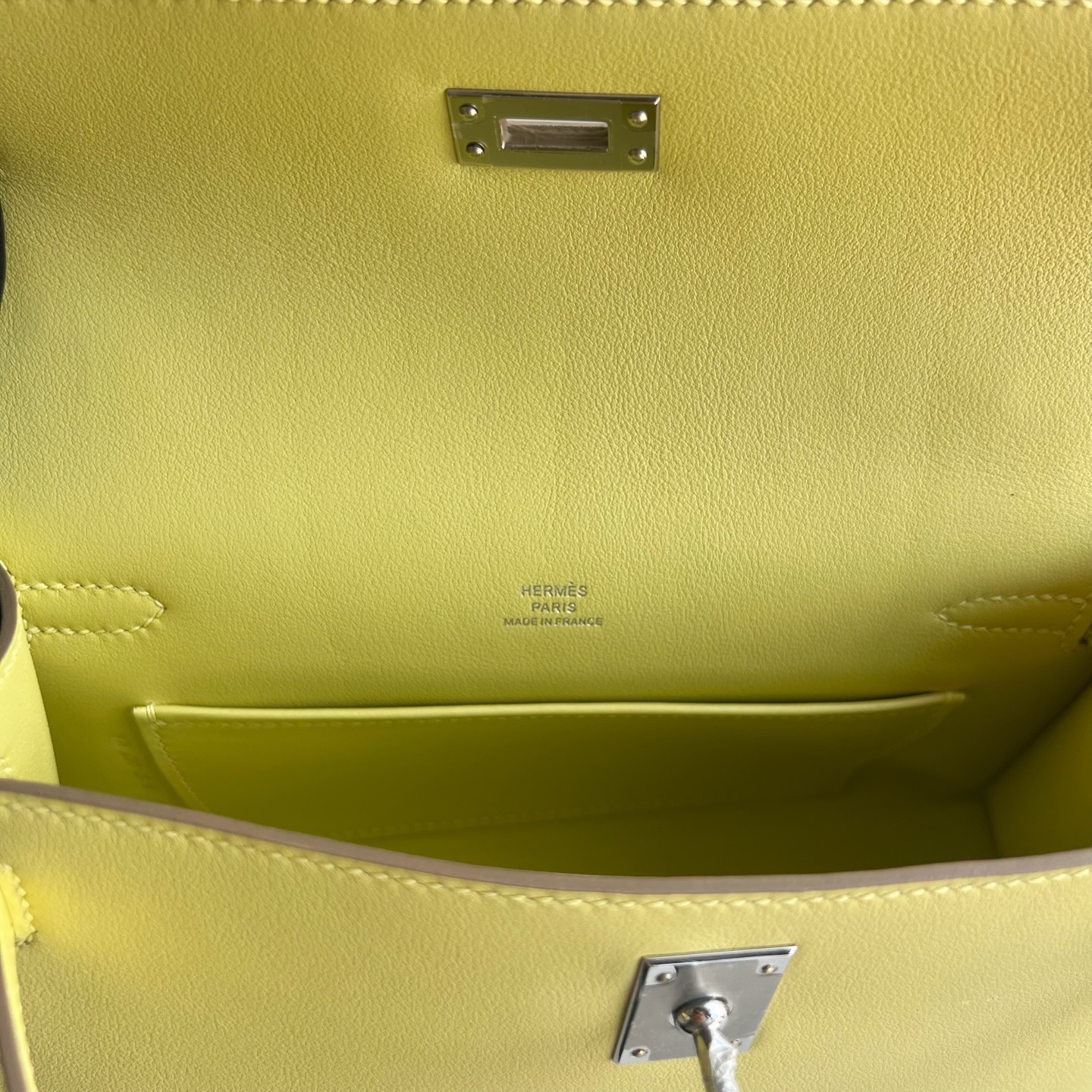 愛馬仕一代mini凱莉尺寸大小 Hermes Kelly Pochette Swift Jaune Poussin小雞黃銀色五金